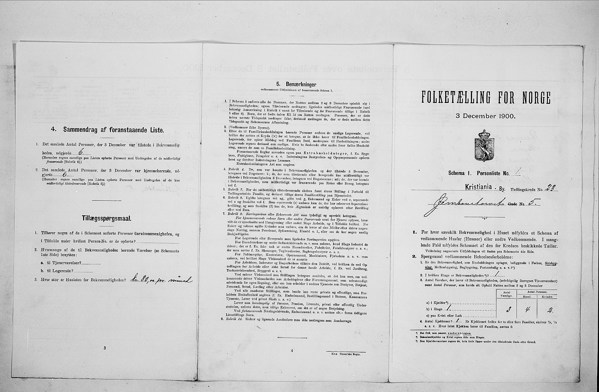 SAO, Folketelling 1900 for 0301 Kristiania kjøpstad, 1900, s. 43833