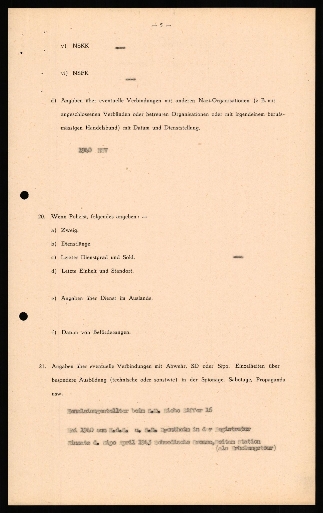 Forsvaret, Forsvarets overkommando II, AV/RA-RAFA-3915/D/Db/L0017: CI Questionaires. Tyske okkupasjonsstyrker i Norge. Tyskere., 1945-1946, s. 119