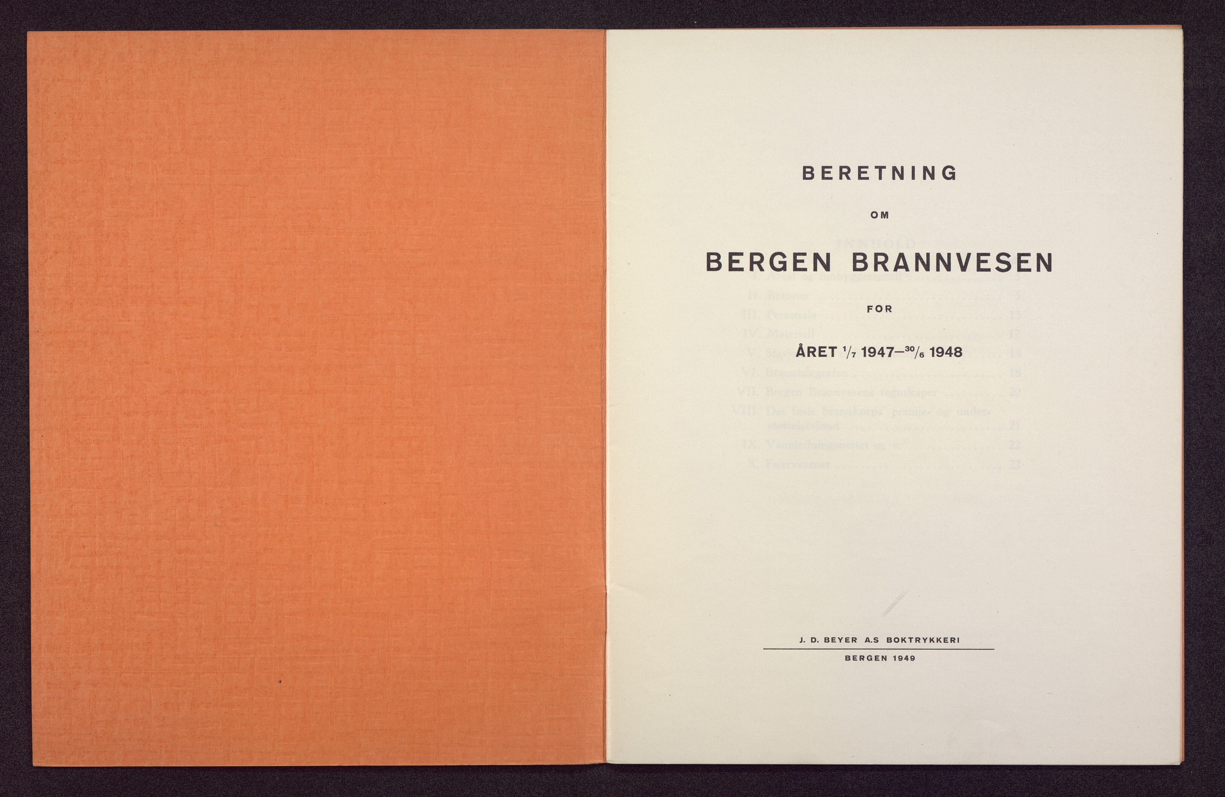 Bergen kommune. Brannvesenet (1863-1971), BBA/A-1181/X/Xa/L0017: Årsberetning, 1947-1948