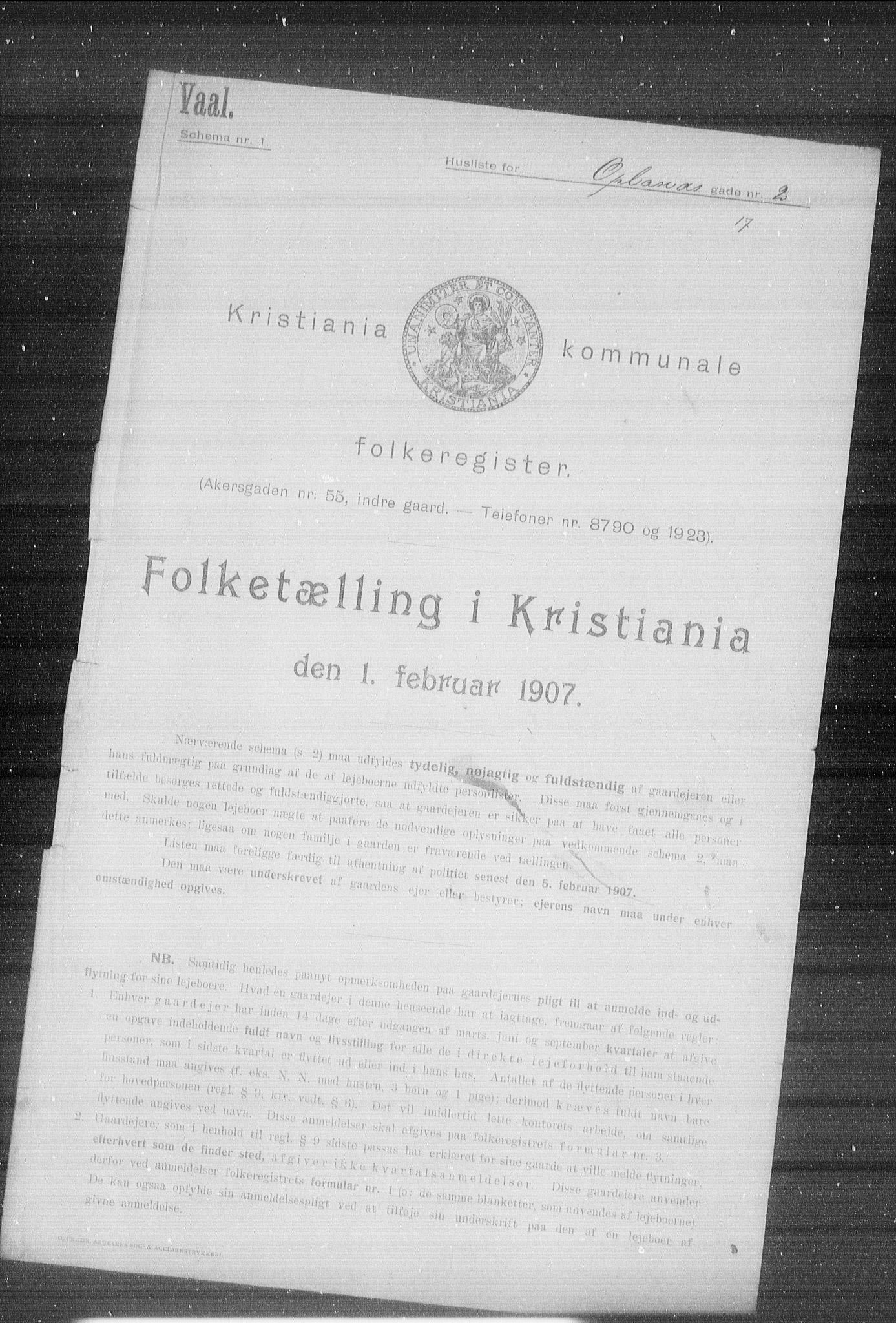 OBA, Kommunal folketelling 1.2.1907 for Kristiania kjøpstad, 1907, s. 38763