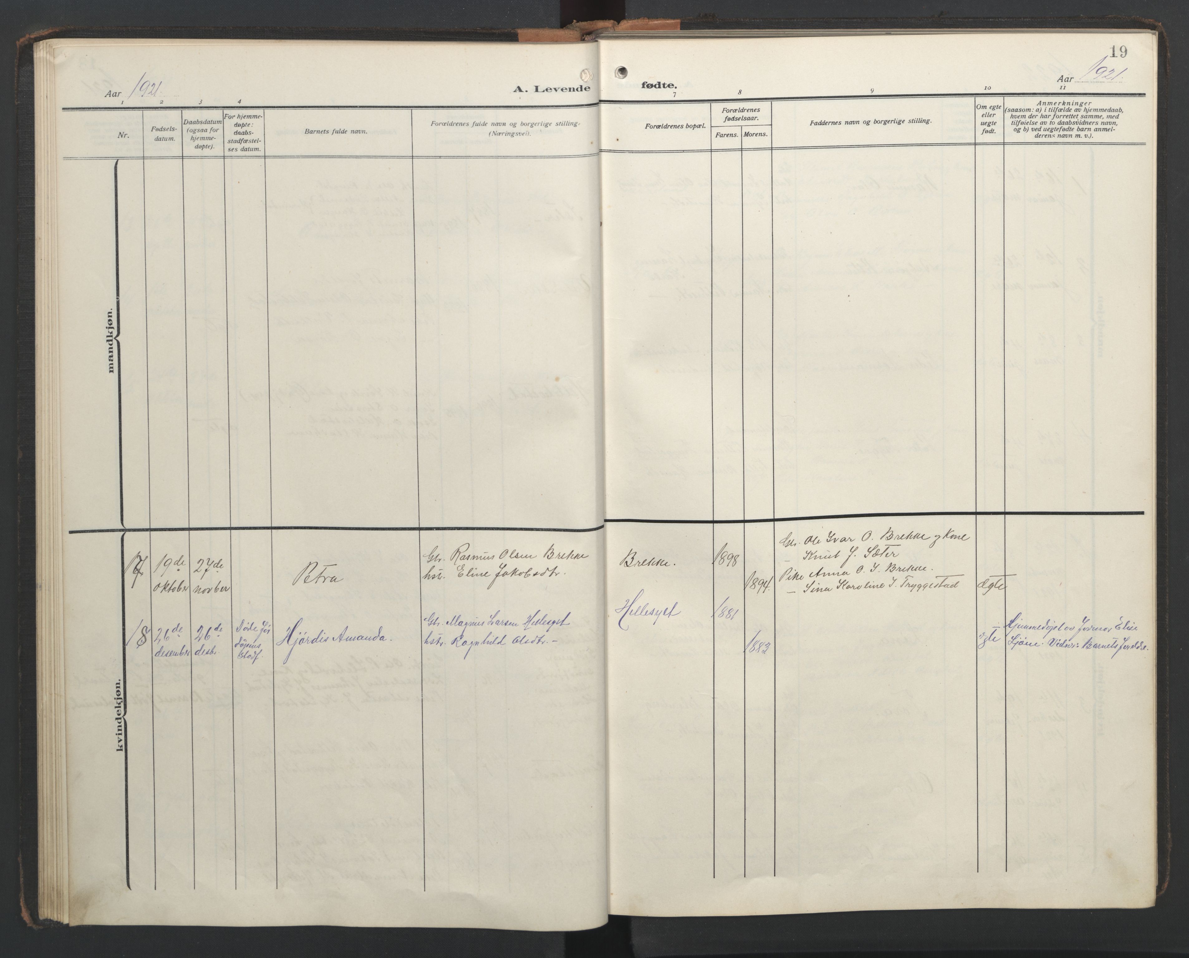 Ministerialprotokoller, klokkerbøker og fødselsregistre - Møre og Romsdal, AV/SAT-A-1454/517/L0232: Klokkerbok nr. 517C05, 1910-1946, s. 19