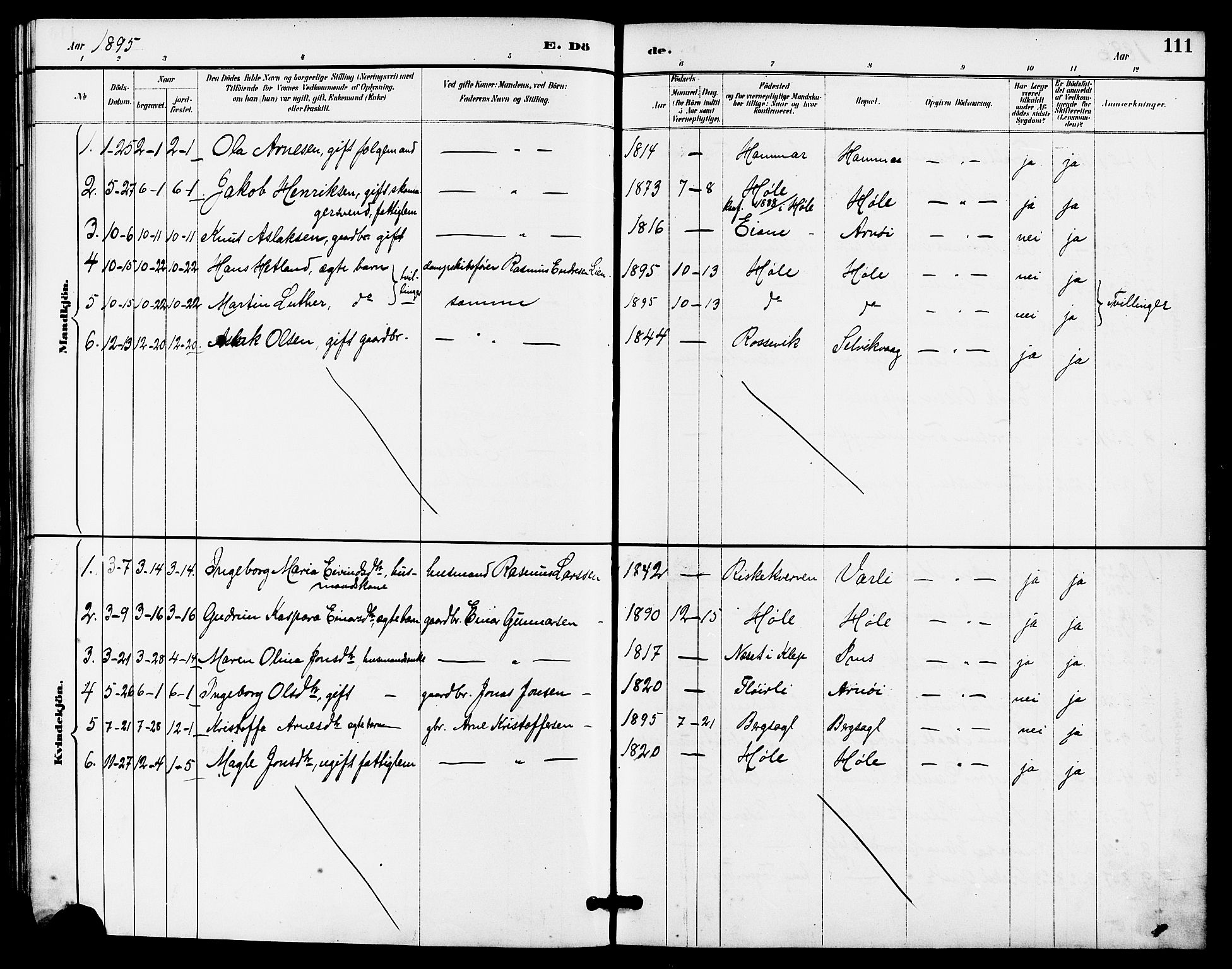 Høgsfjord sokneprestkontor, SAST/A-101624/H/Ha/Haa/L0005: Ministerialbok nr. A 5, 1885-1897, s. 111