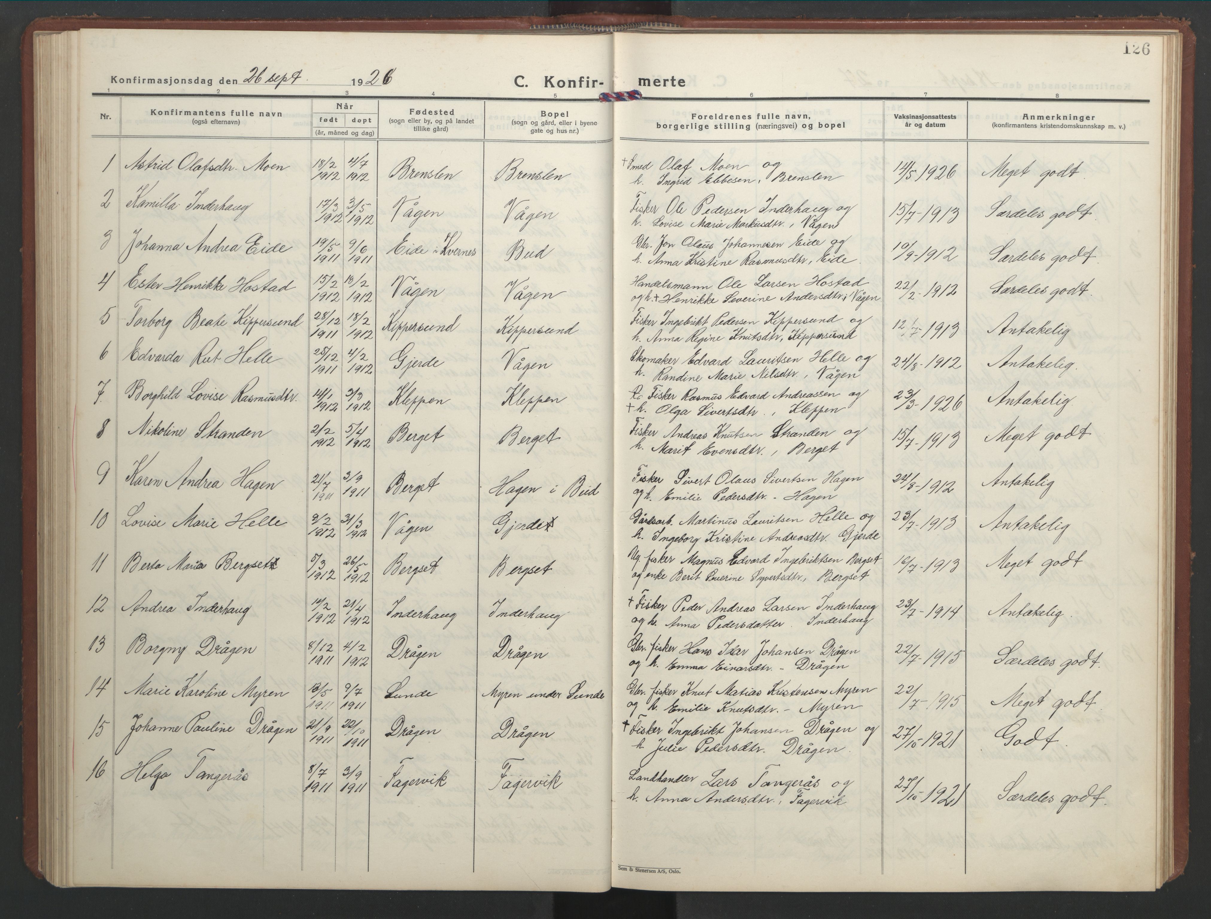 Ministerialprotokoller, klokkerbøker og fødselsregistre - Møre og Romsdal, AV/SAT-A-1454/566/L0775: Klokkerbok nr. 566C04, 1930-1946, s. 126