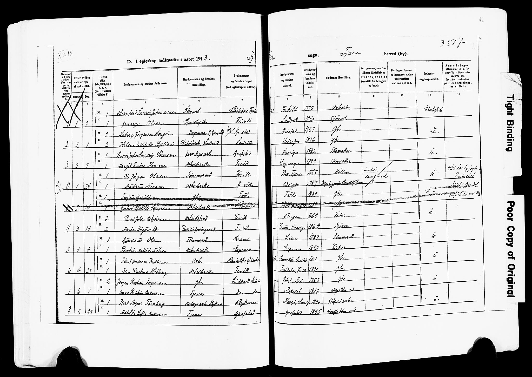 Fjære sokneprestkontor, AV/SAK-1111-0011/F/Fa/L0003: Ministerialbok nr. A 3.1, 1903-1920, s. 42
