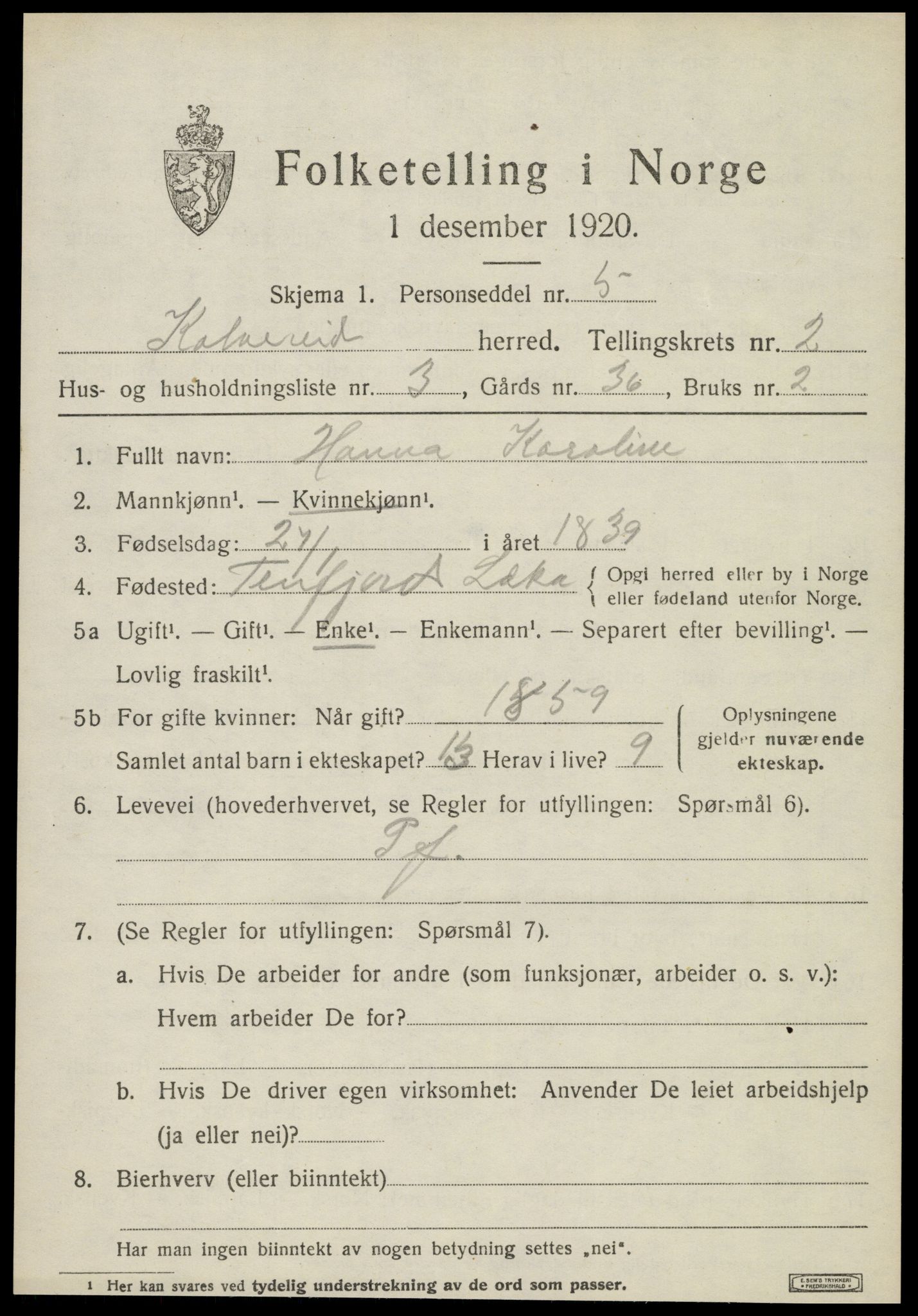 SAT, Folketelling 1920 for 1752 Kolvereid herred, 1920, s. 1529