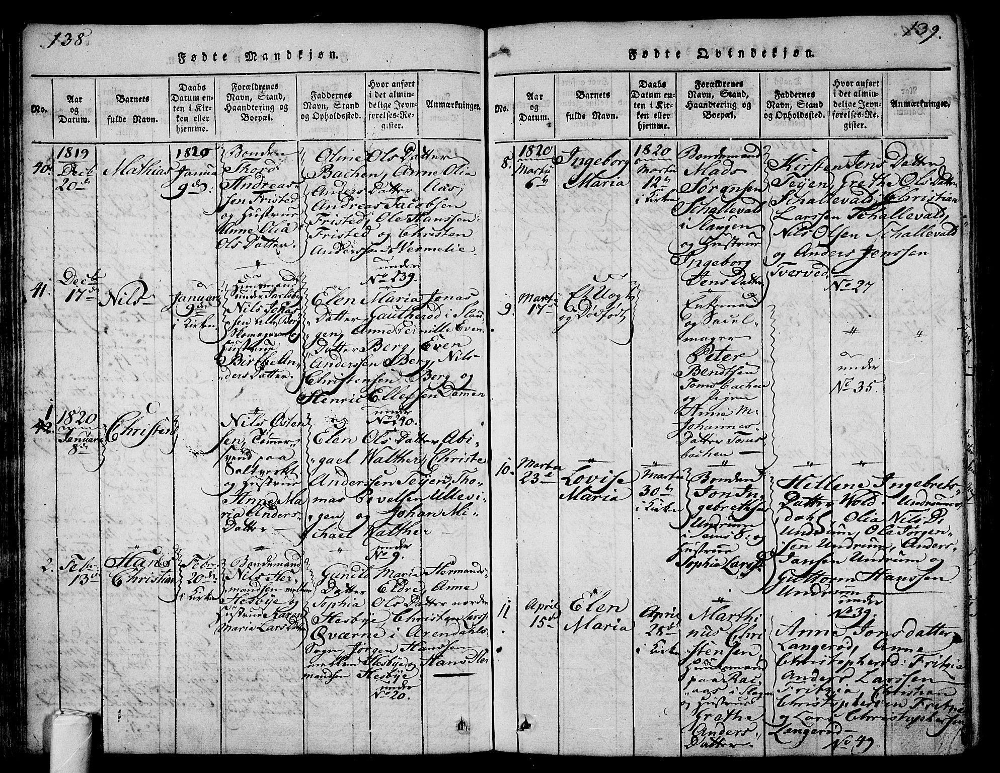 Sem kirkebøker, AV/SAKO-A-5/F/Fa/L0004: Ministerialbok nr. I 4, 1814-1825, s. 138-139