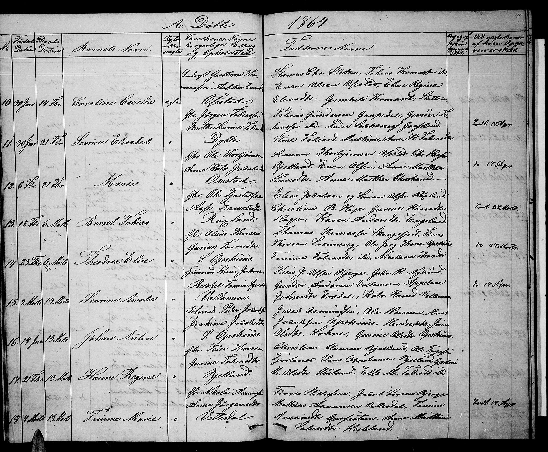 Sør-Audnedal sokneprestkontor, AV/SAK-1111-0039/F/Fb/Fbb/L0003: Klokkerbok nr. B 3, 1859-1868, s. 40