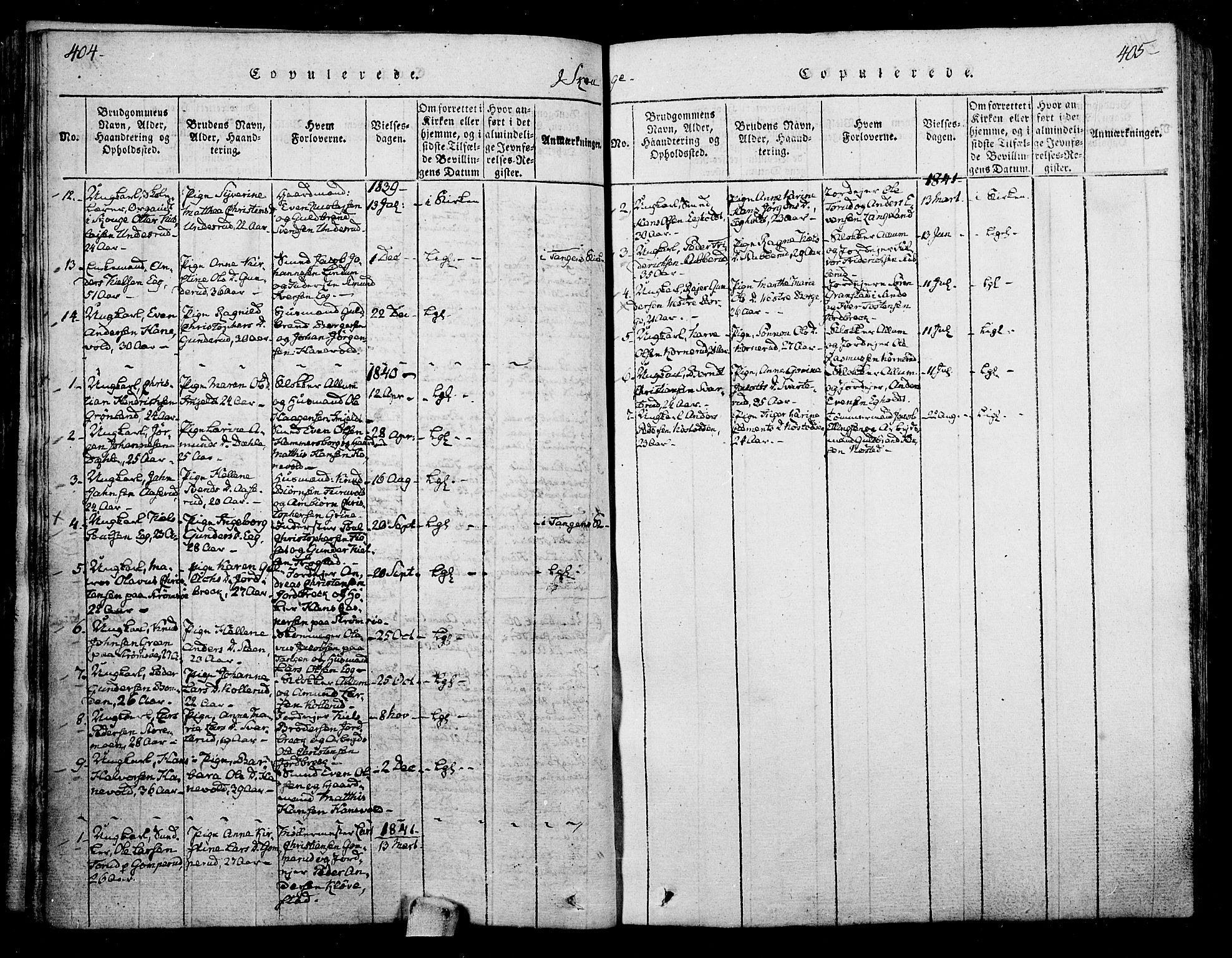 Skoger kirkebøker, AV/SAKO-A-59/F/Fa/L0002: Ministerialbok nr. I 2 /1, 1814-1842, s. 404-405