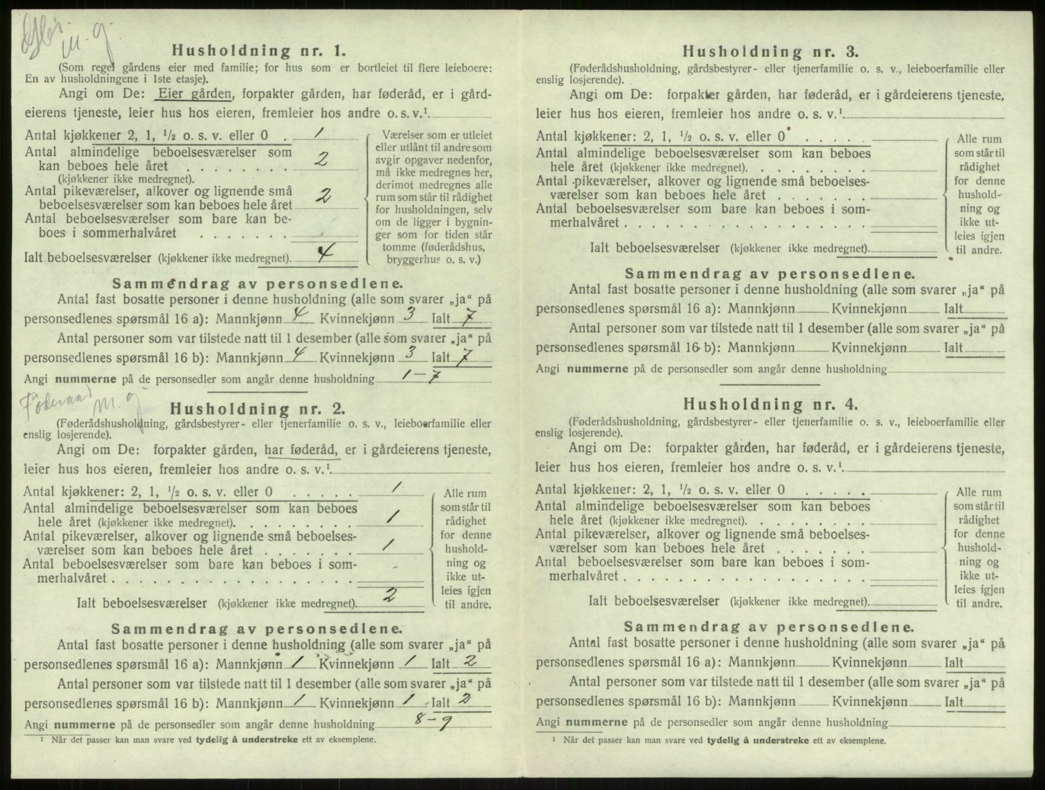 SAB, Folketelling 1920 for 1250 Haus herred, 1920, s. 733