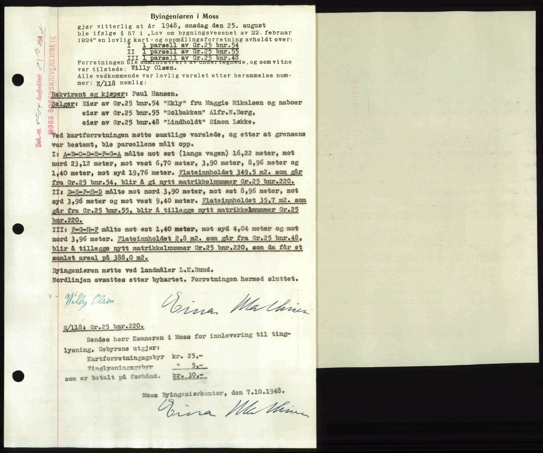 Moss sorenskriveri, SAO/A-10168: Pantebok nr. A20, 1948-1948, Dagboknr: 2582/1948