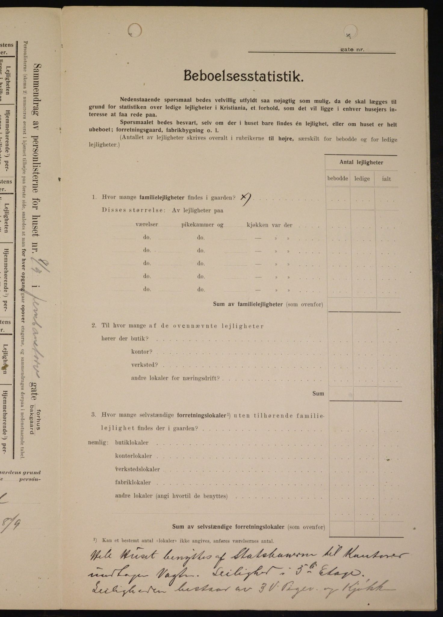 OBA, Kommunal folketelling 1.2.1909 for Kristiania kjøpstad, 1909, s. 42882