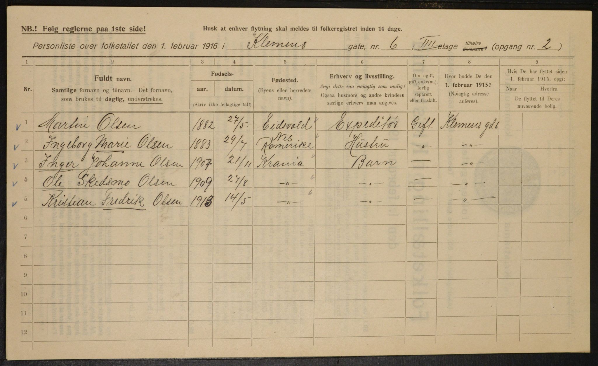 OBA, Kommunal folketelling 1.2.1916 for Kristiania, 1916, s. 12931