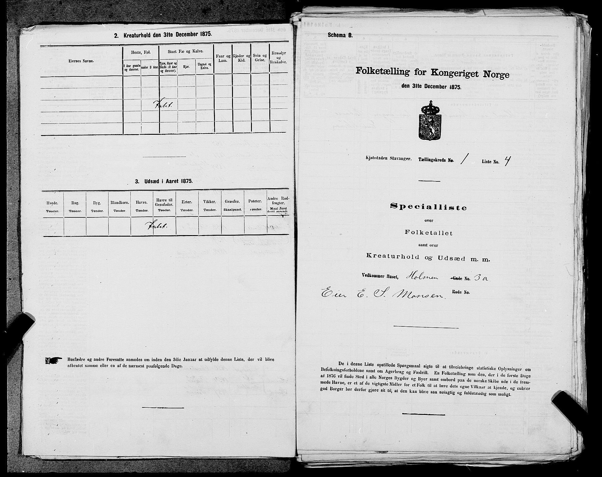 SAST, Folketelling 1875 for 1103 Stavanger kjøpstad, 1875, s. 7