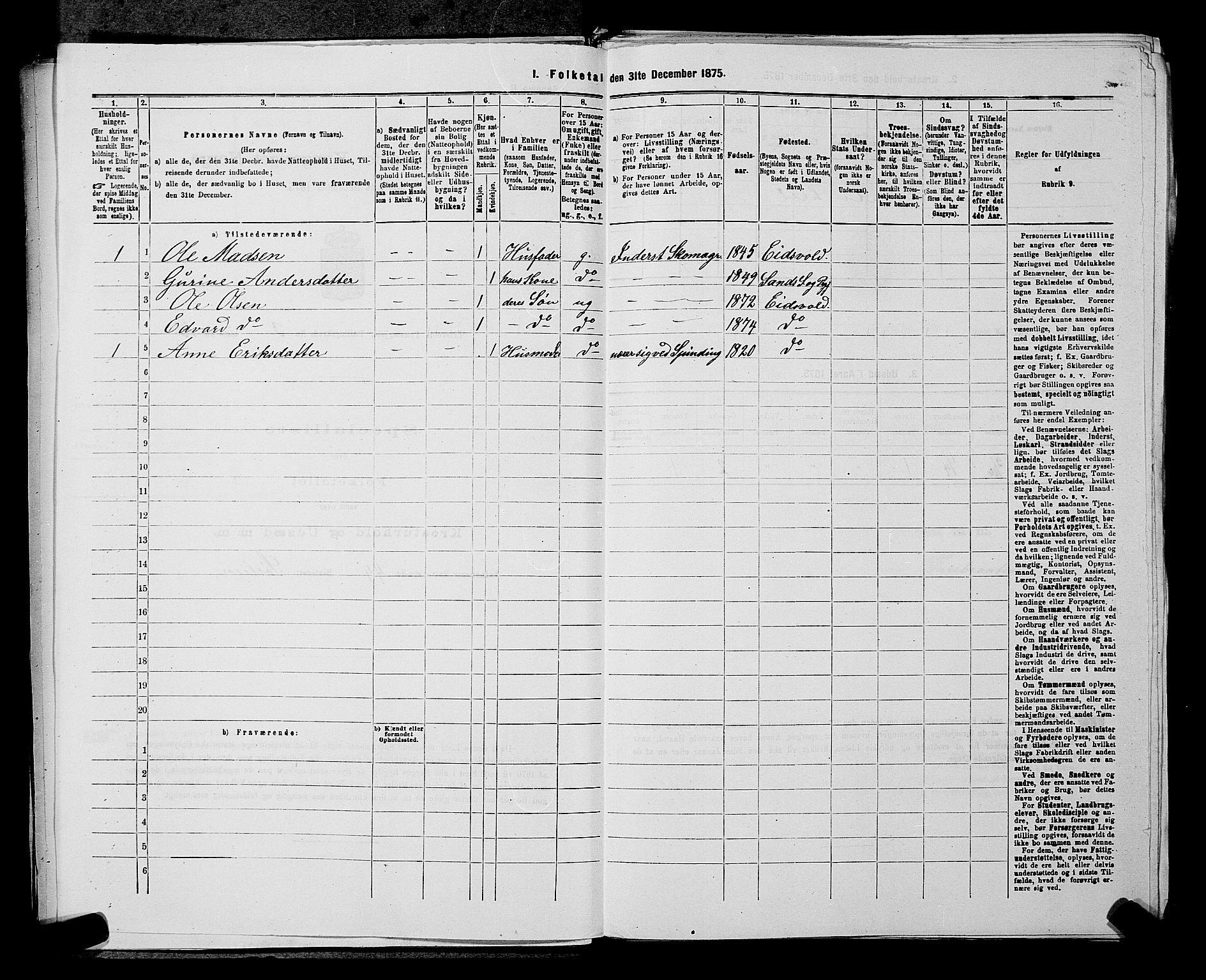 RA, Folketelling 1875 for 0237P Eidsvoll prestegjeld, 1875, s. 396