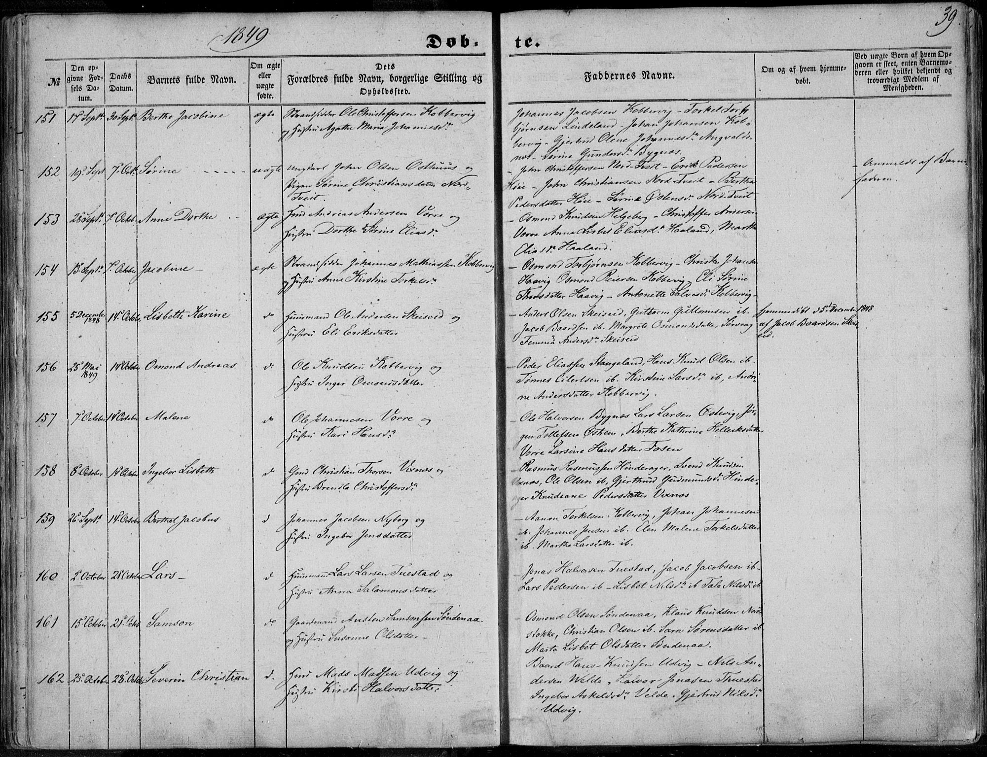 Avaldsnes sokneprestkontor, AV/SAST-A -101851/H/Ha/Haa/L0008: Ministerialbok nr. A 8, 1847-1857, s. 39