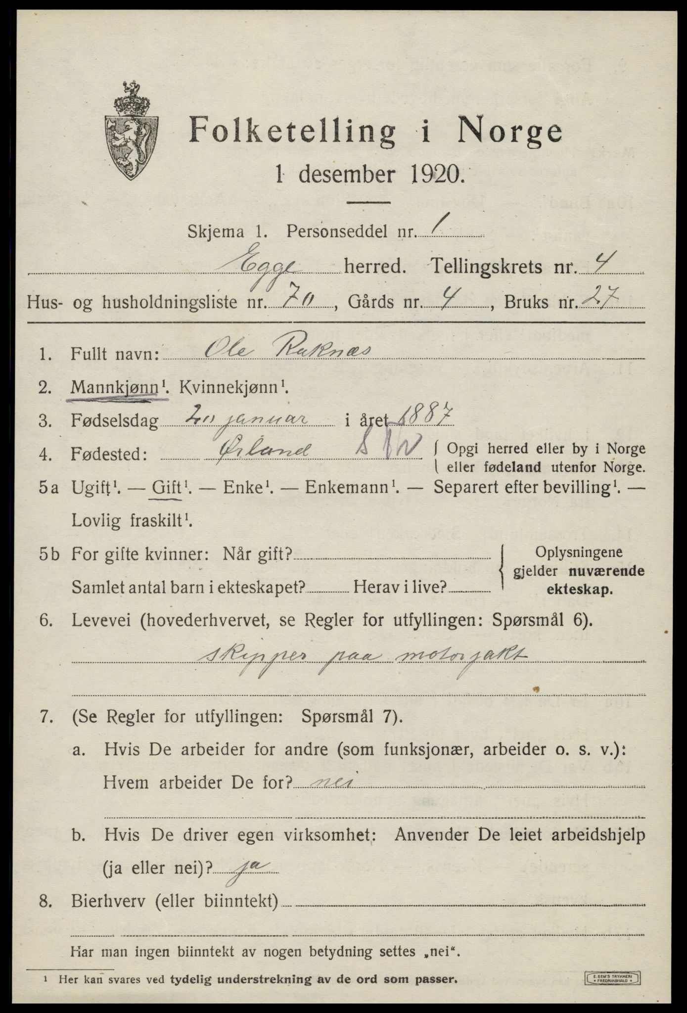 SAT, Folketelling 1920 for 1733 Egge herred, 1920, s. 3318