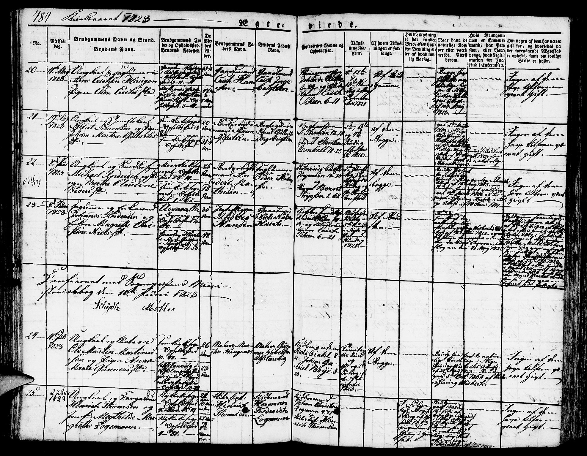 Nykirken Sokneprestembete, AV/SAB-A-77101/H/Hab: Klokkerbok nr. A 5II, 1821-1843, s. 484