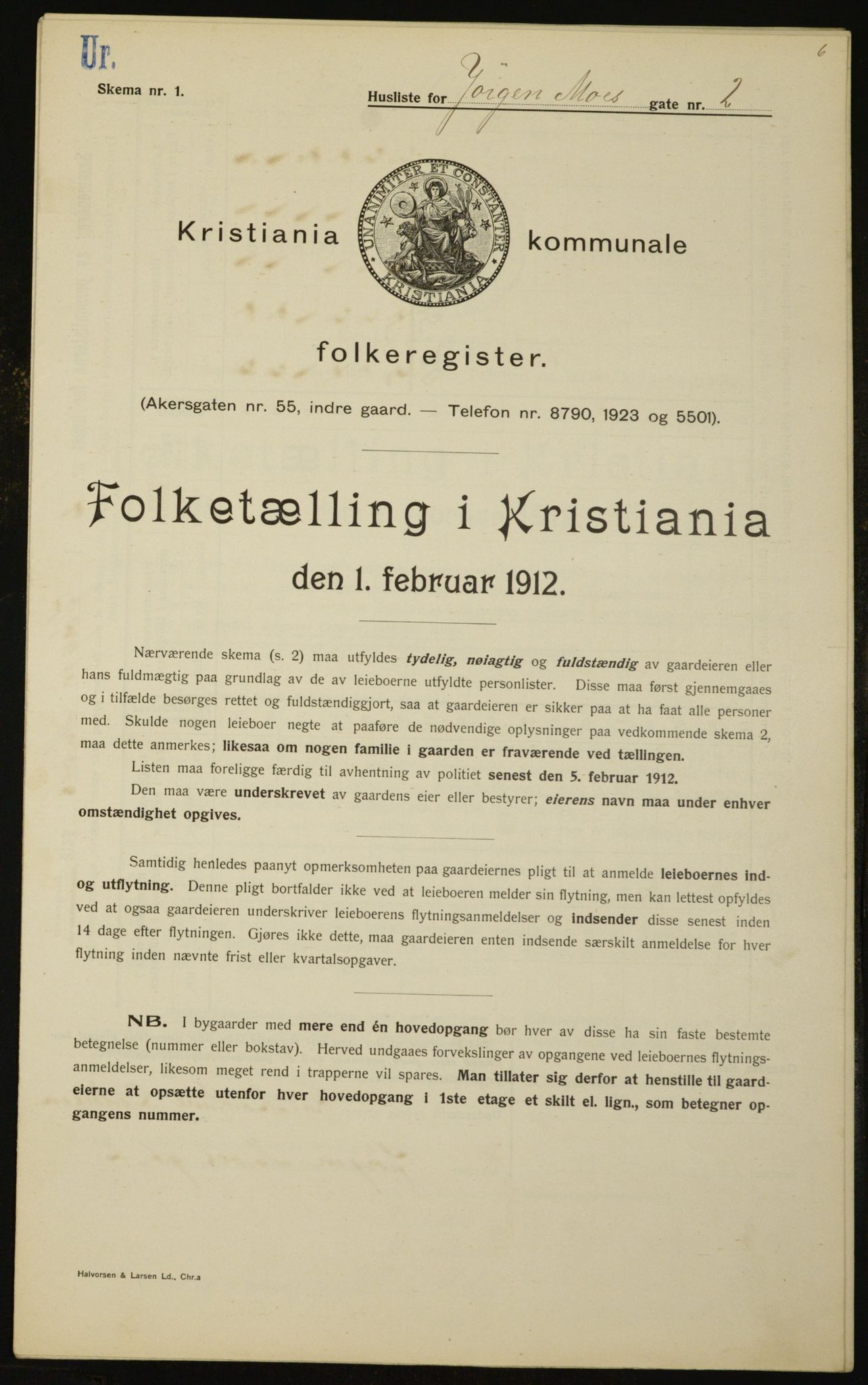 OBA, Kommunal folketelling 1.2.1912 for Kristiania, 1912, s. 48027