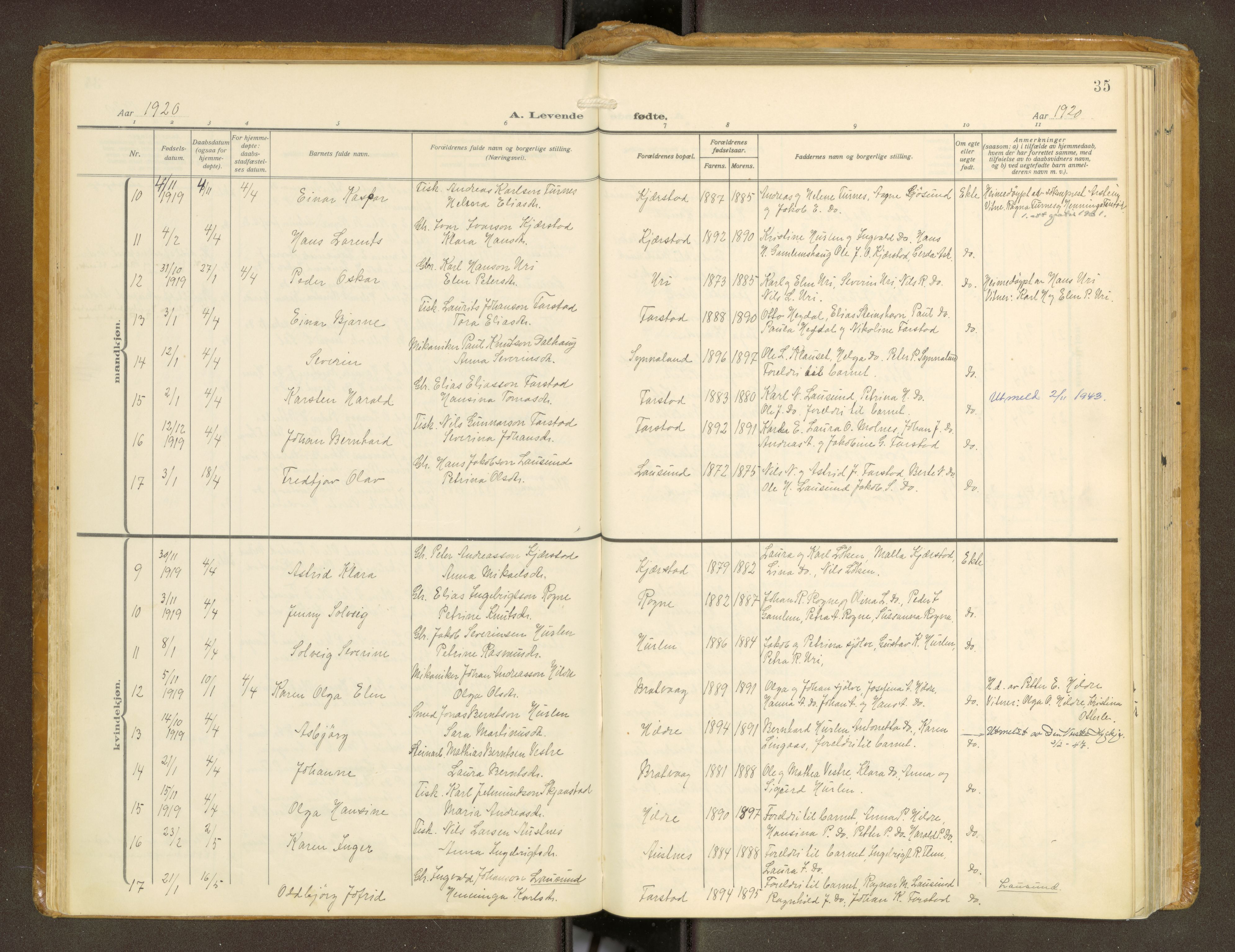 Ministerialprotokoller, klokkerbøker og fødselsregistre - Møre og Romsdal, AV/SAT-A-1454/536/L0518: Ministerialbok nr. 536A--, 1914-1931, s. 35