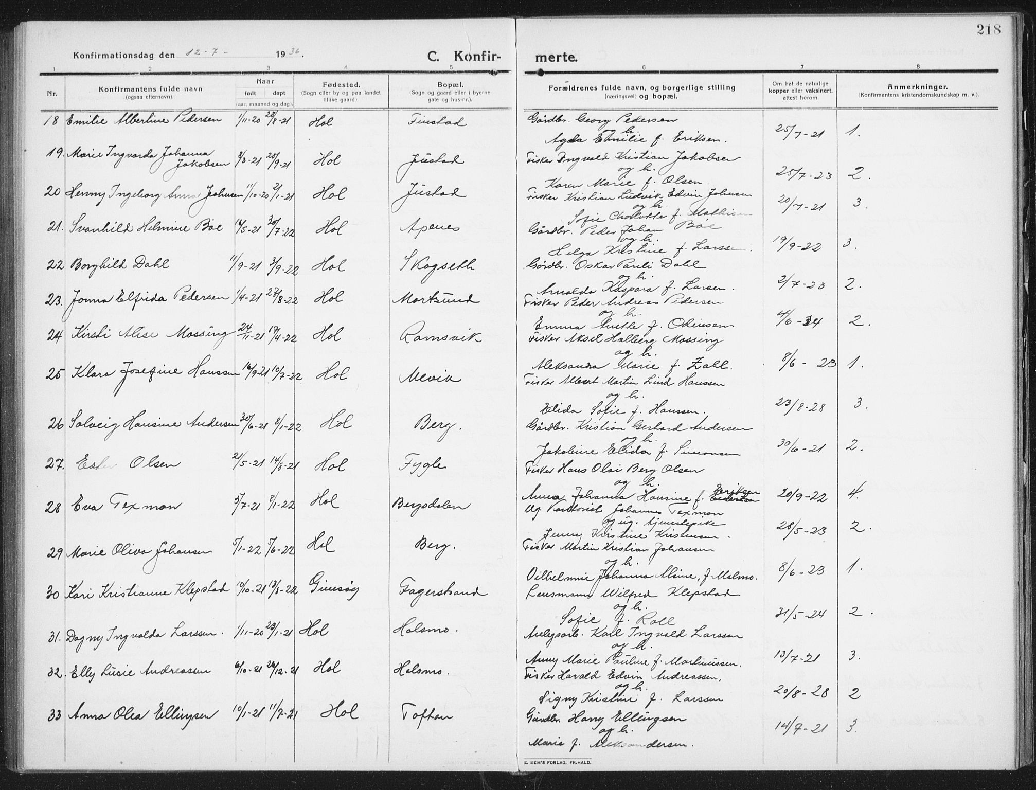 Ministerialprotokoller, klokkerbøker og fødselsregistre - Nordland, AV/SAT-A-1459/882/L1183: Klokkerbok nr. 882C01, 1911-1938, s. 218