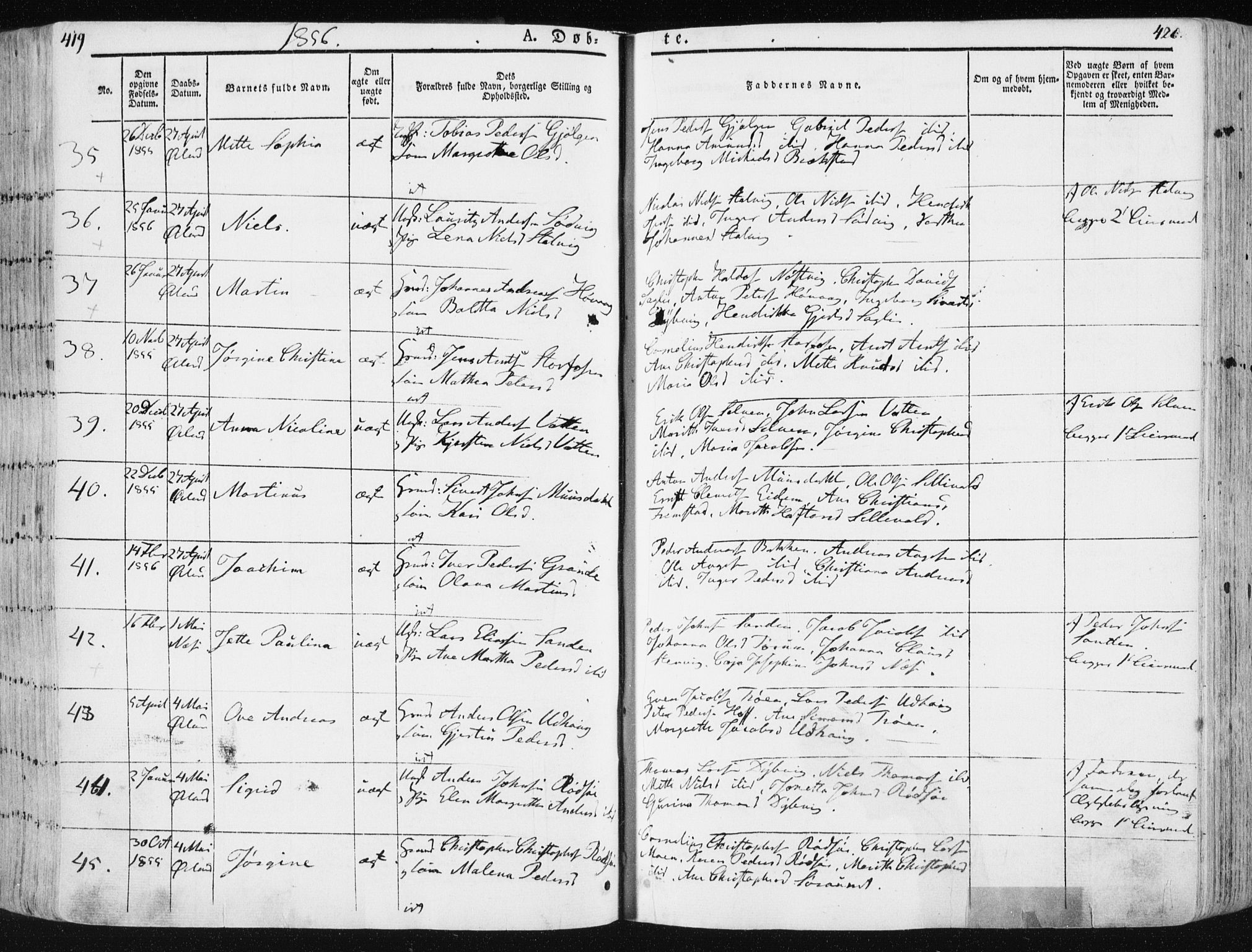 Ministerialprotokoller, klokkerbøker og fødselsregistre - Sør-Trøndelag, SAT/A-1456/659/L0736: Ministerialbok nr. 659A06, 1842-1856, s. 419-420