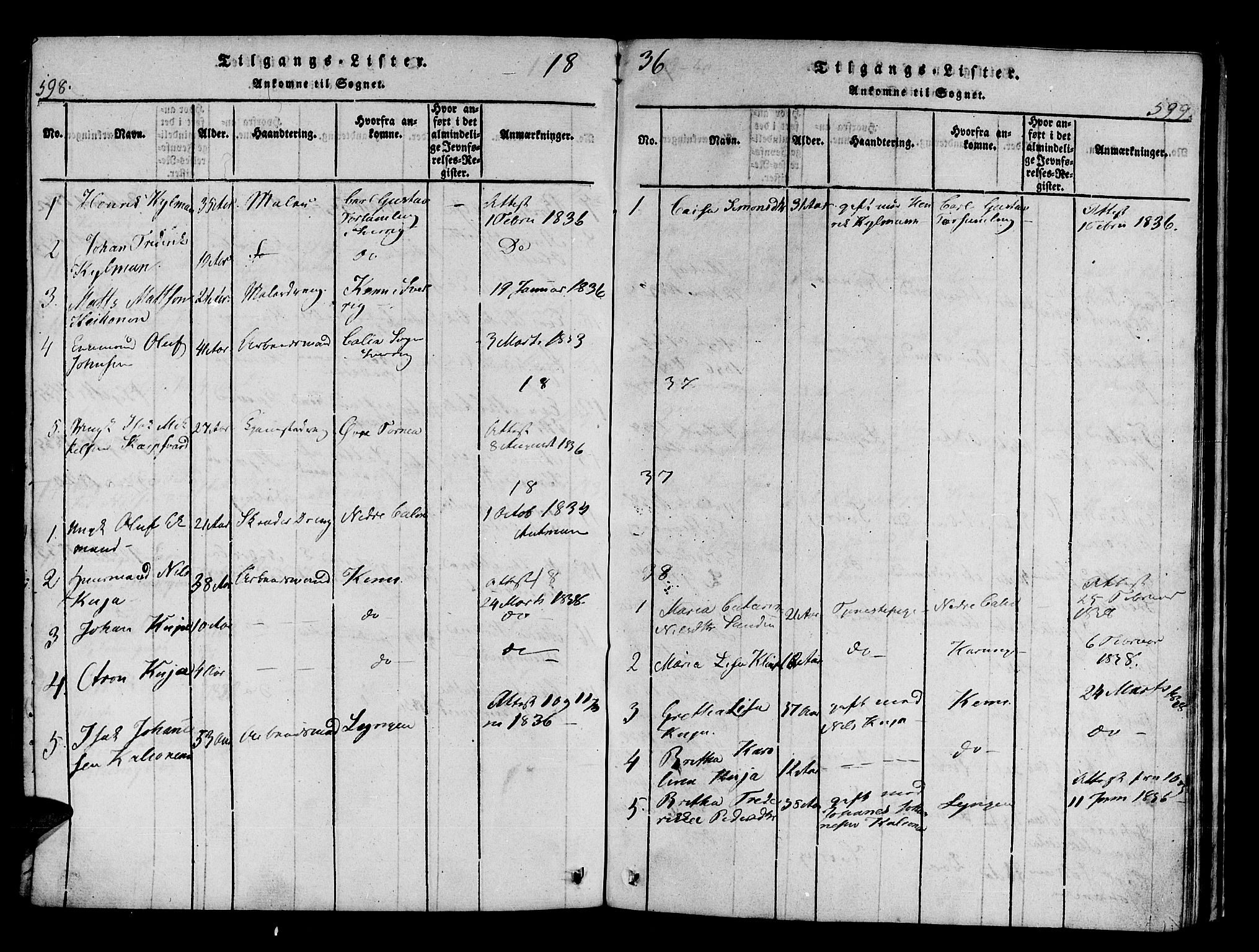 Hammerfest sokneprestkontor, AV/SATØ-S-1347/H/Ha/L0003.kirke: Ministerialbok nr. 3, 1821-1842, s. 598-599