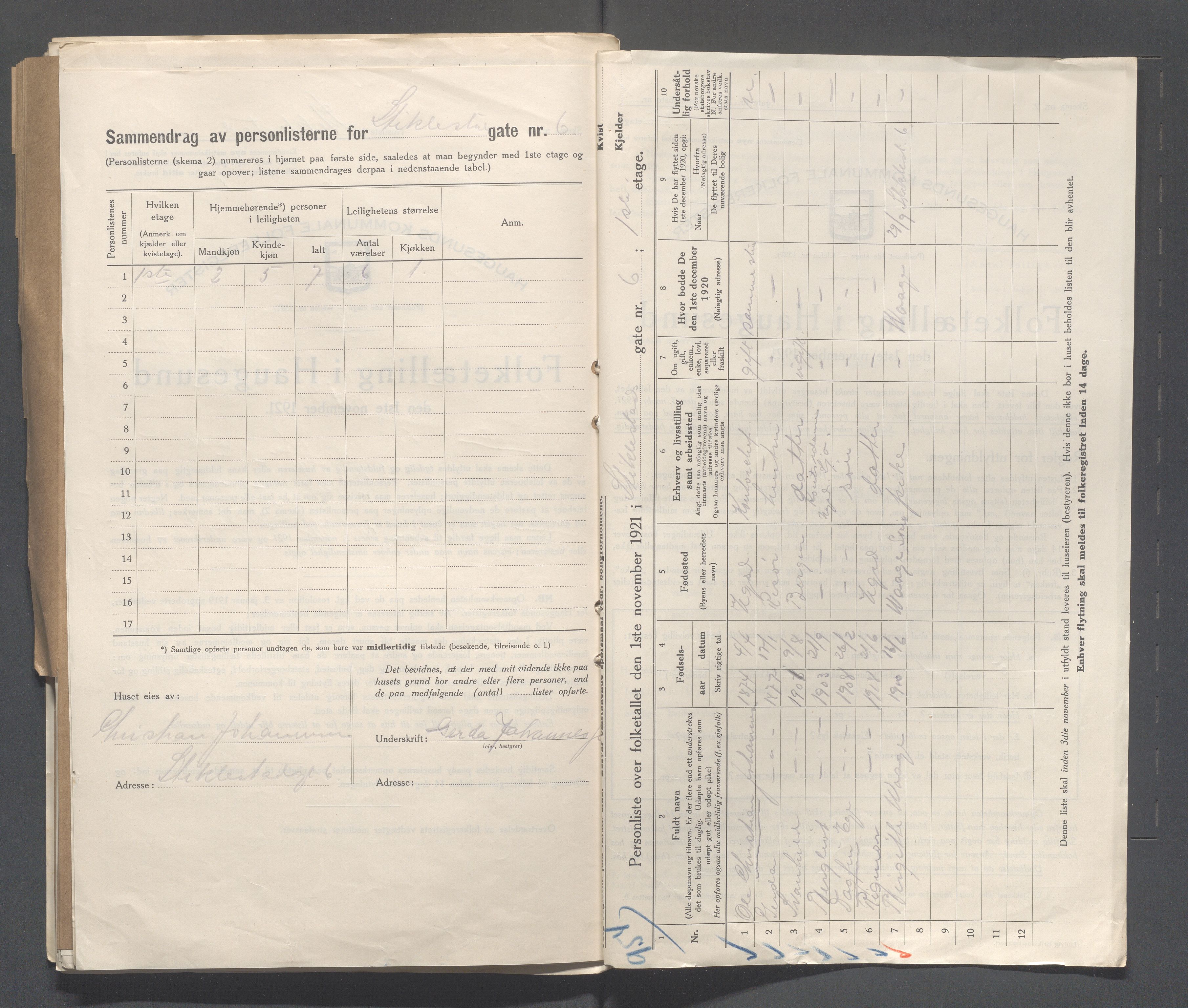 IKAR, Kommunal folketelling 1.11.1921 for Haugesund, 1921, s. 4332