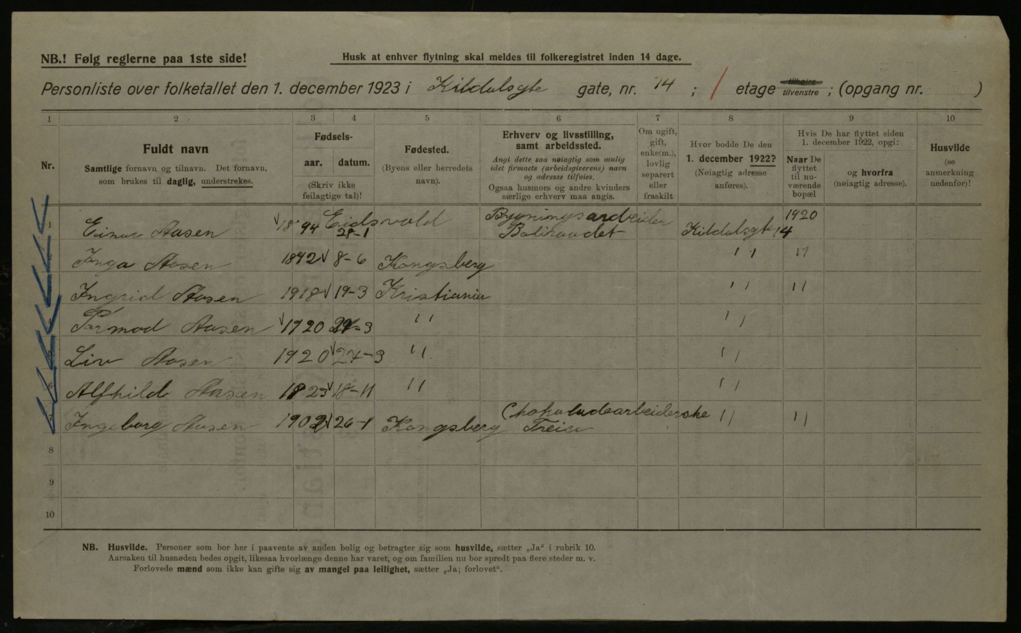 OBA, Kommunal folketelling 1.12.1923 for Kristiania, 1923, s. 83657