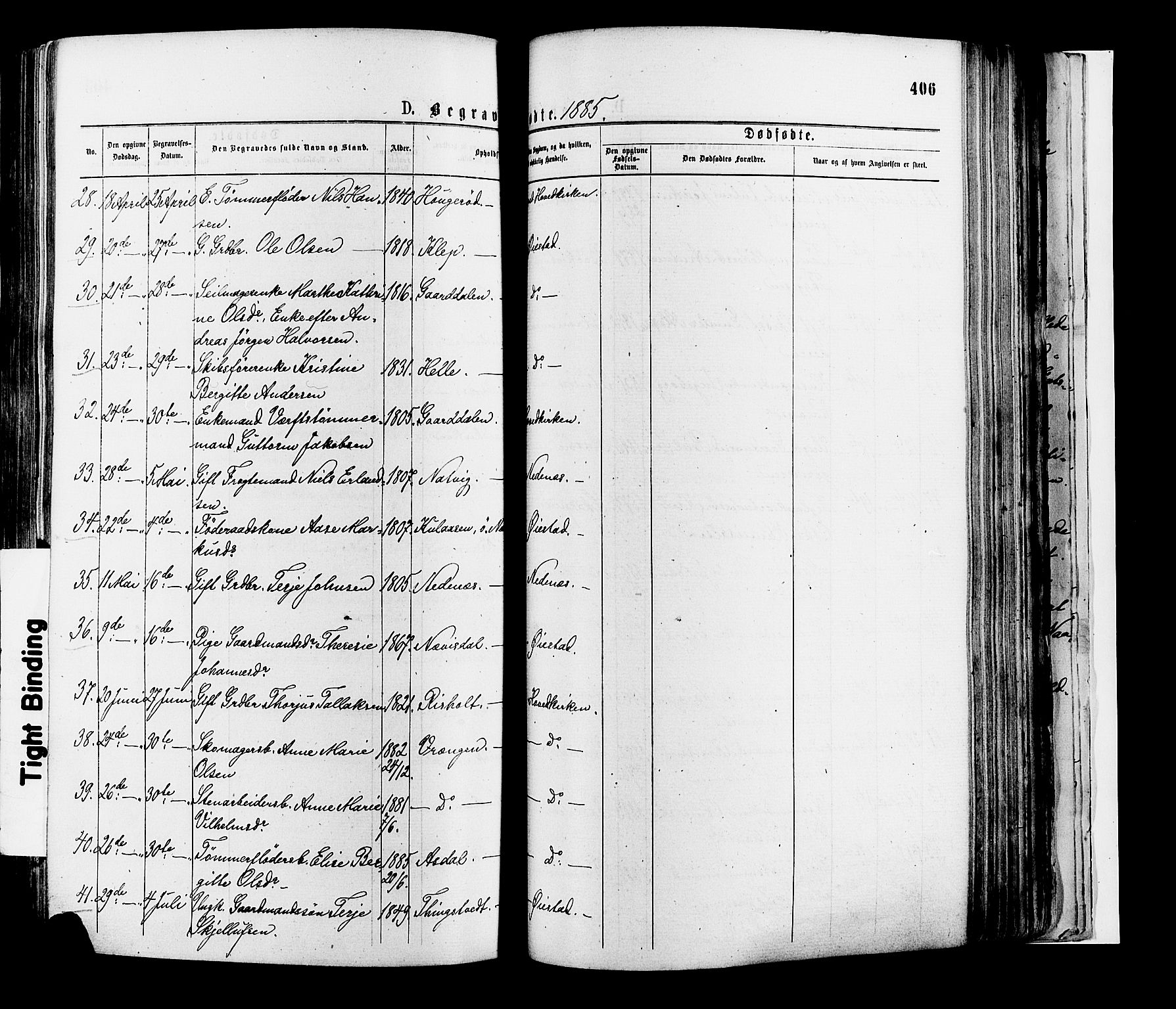 Øyestad sokneprestkontor, AV/SAK-1111-0049/F/Fa/L0016: Ministerialbok nr. A 16, 1874-1886, s. 406