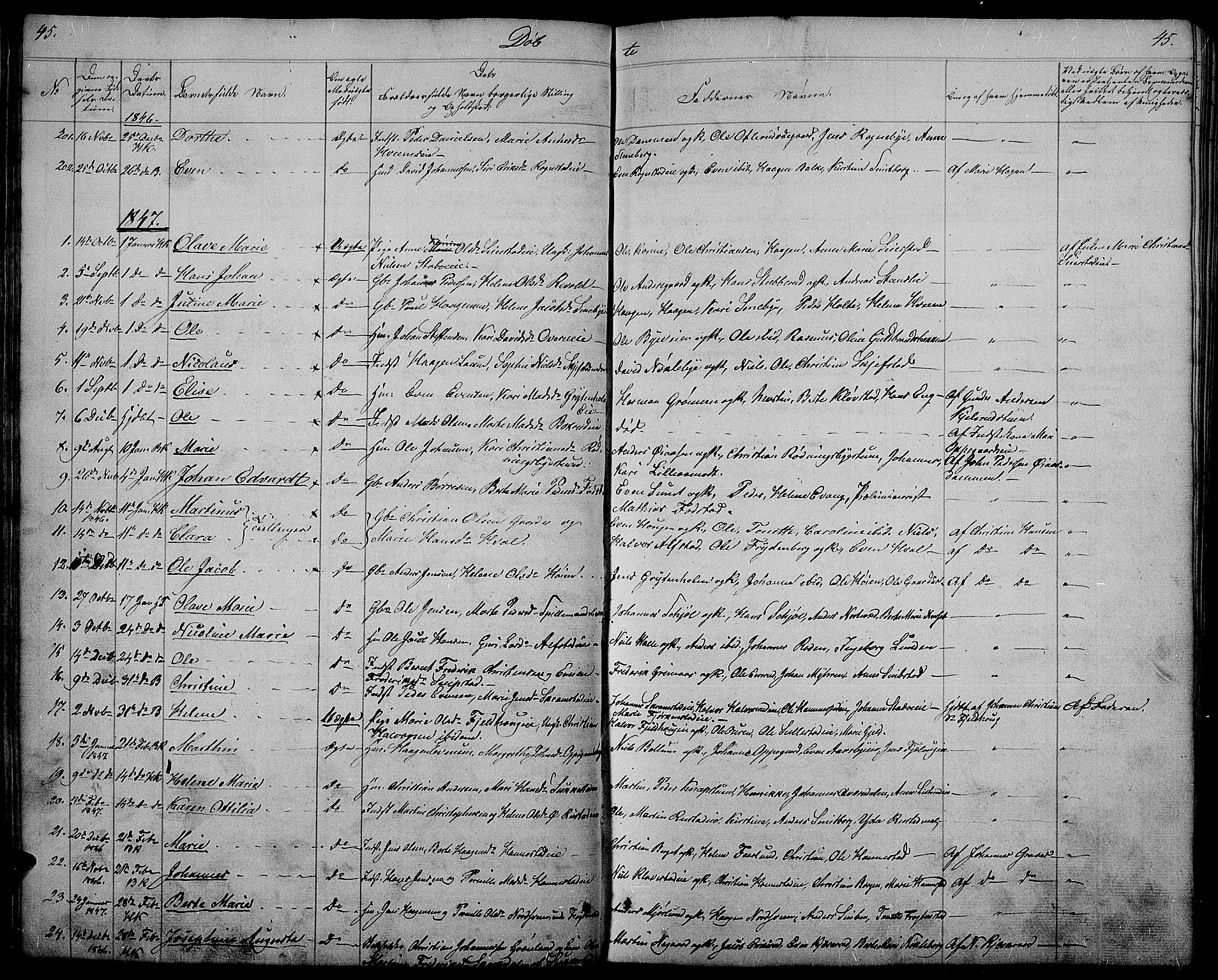 Østre Toten prestekontor, AV/SAH-PREST-104/H/Ha/Hab/L0002: Klokkerbok nr. 2, 1840-1847, s. 45
