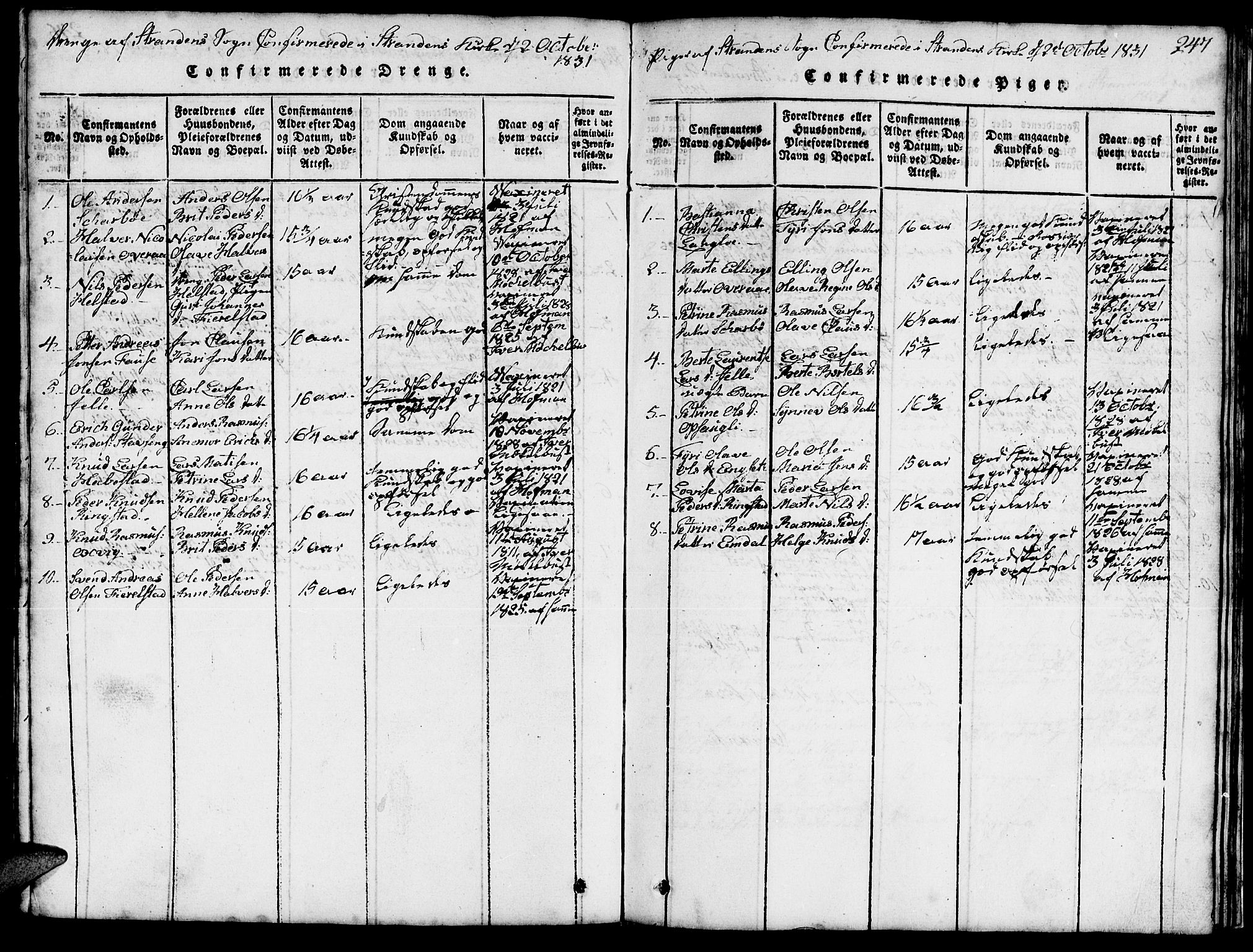 Ministerialprotokoller, klokkerbøker og fødselsregistre - Møre og Romsdal, SAT/A-1454/520/L0289: Klokkerbok nr. 520C01, 1817-1837, s. 247