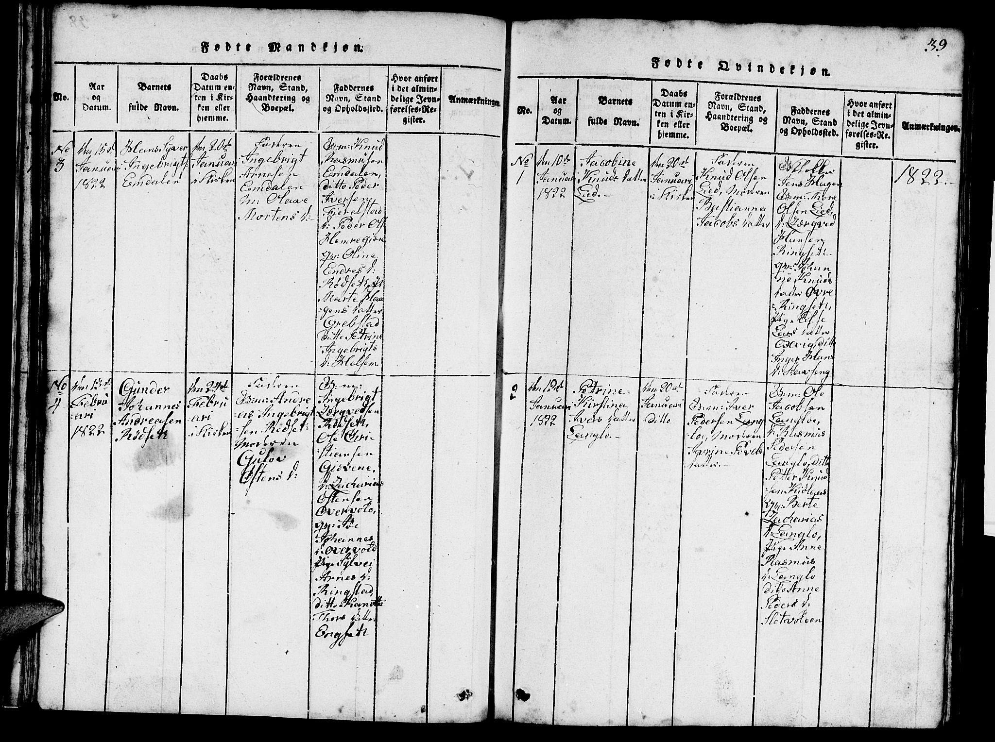 Ministerialprotokoller, klokkerbøker og fødselsregistre - Møre og Romsdal, AV/SAT-A-1454/520/L0289: Klokkerbok nr. 520C01, 1817-1837, s. 39