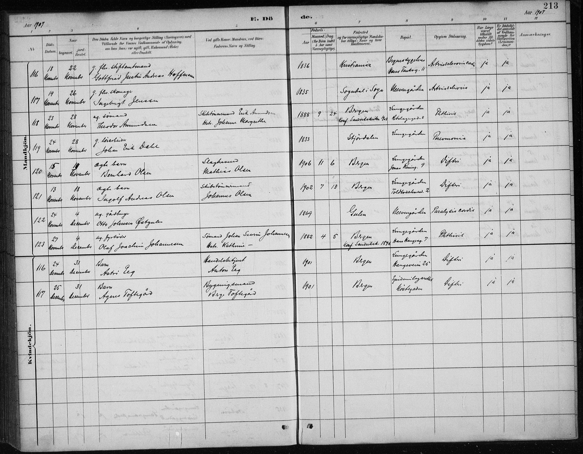 Bergen kommunale pleiehjem - stiftelsespresten, AV/SAB-A-100281: Ministerialbok nr. A 5, 1887-1908, s. 213