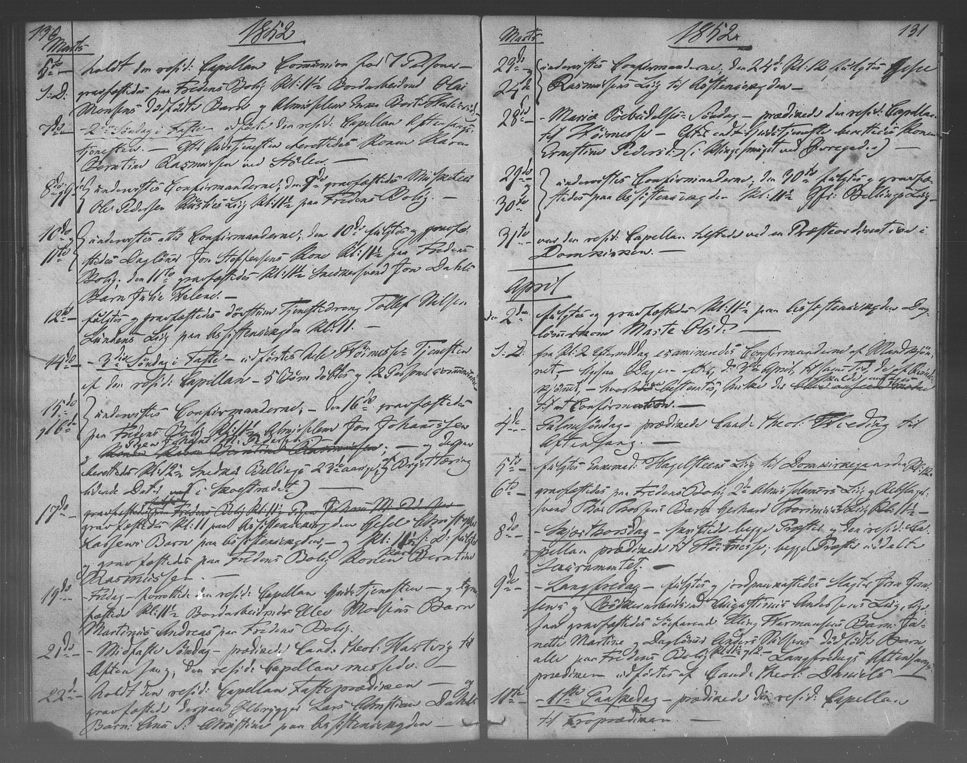 Korskirken sokneprestembete, SAB/A-76101/H/Haa/L0067: Residerende kapellans bok nr. A 2, 1844-1854, s. 130-131