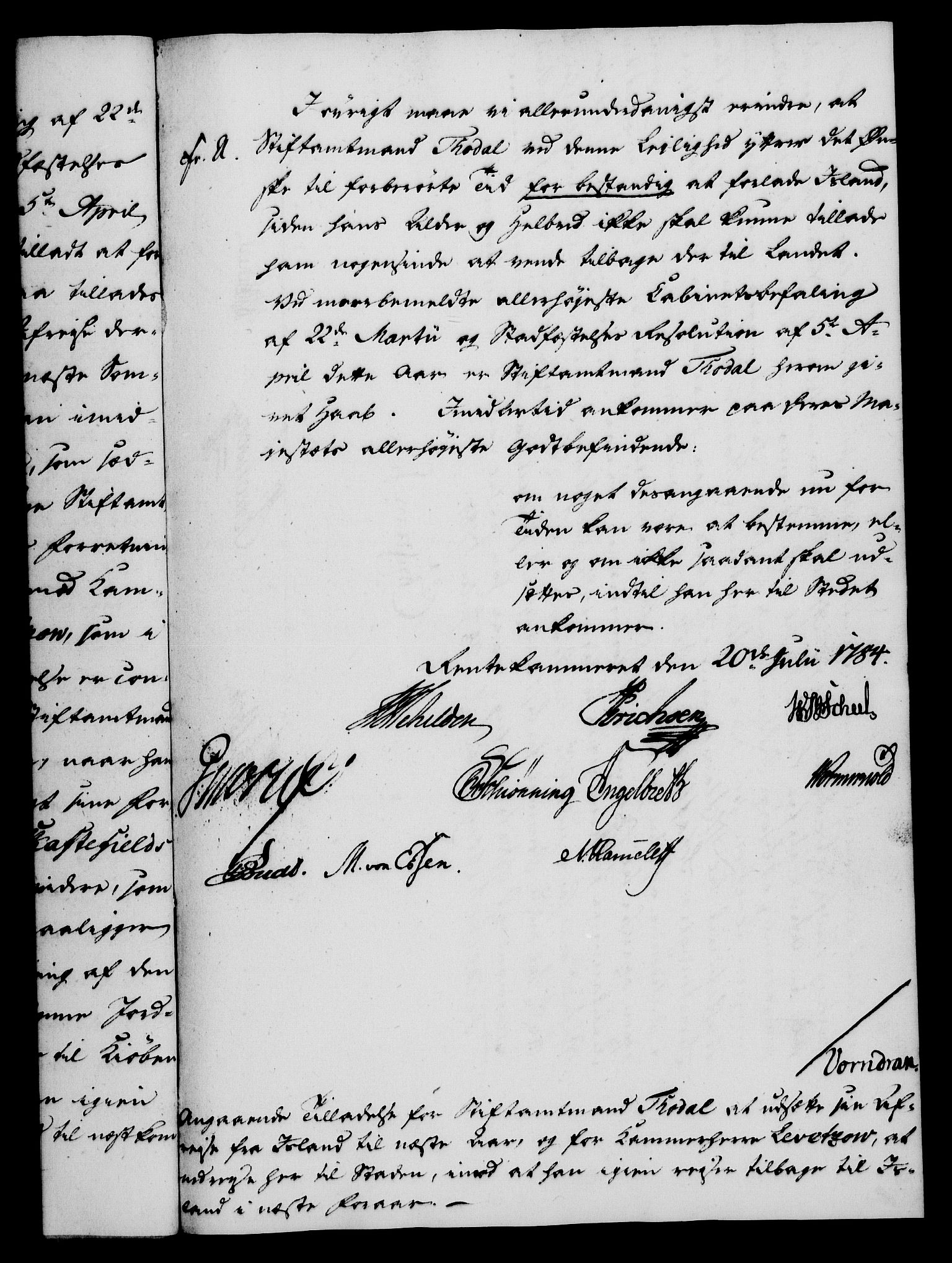 Rentekammeret, Kammerkanselliet, AV/RA-EA-3111/G/Gf/Gfa/L0066: Norsk relasjons- og resolusjonsprotokoll (merket RK 52.66), 1784, s. 508