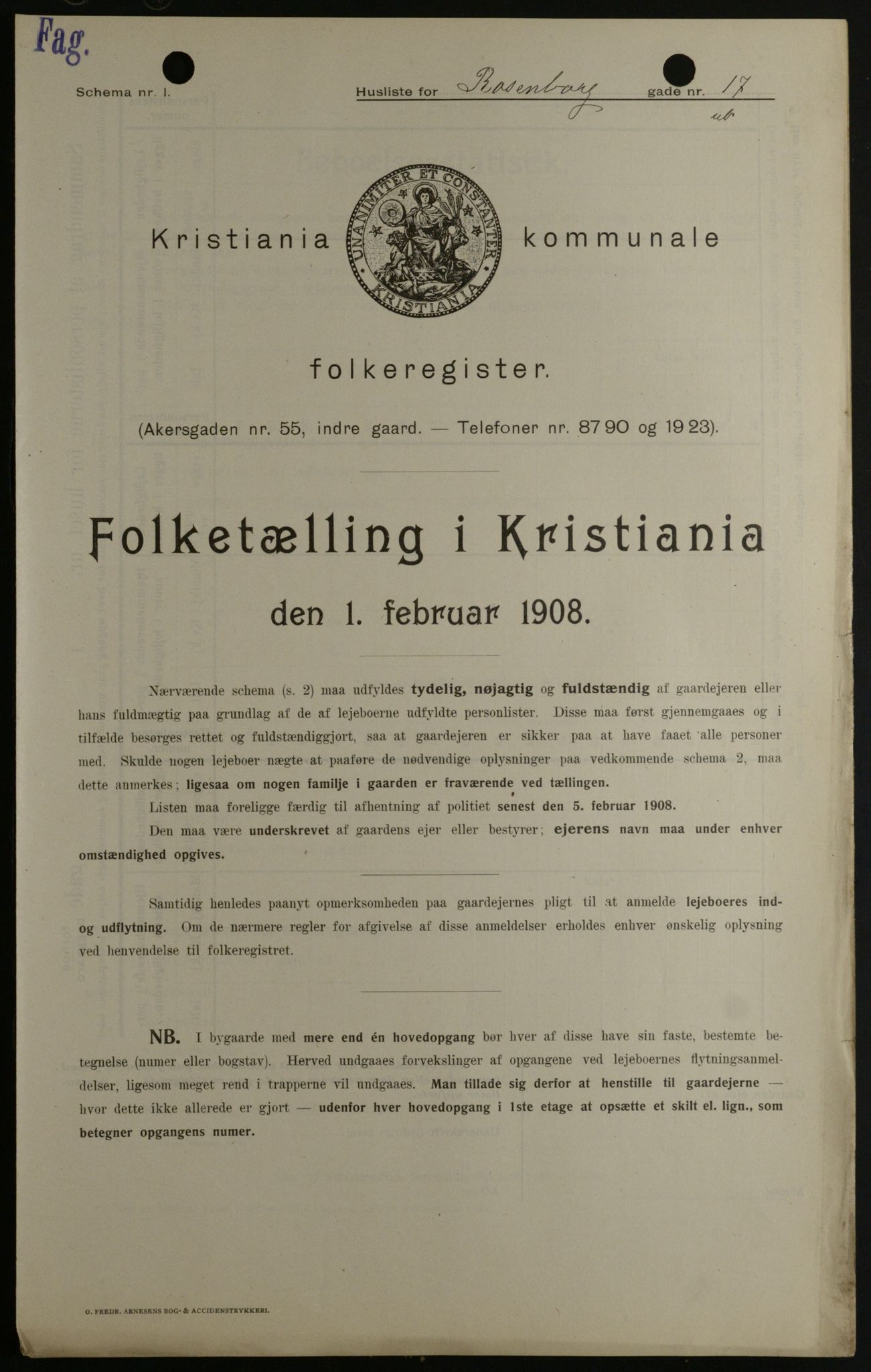 OBA, Kommunal folketelling 1.2.1908 for Kristiania kjøpstad, 1908, s. 75151