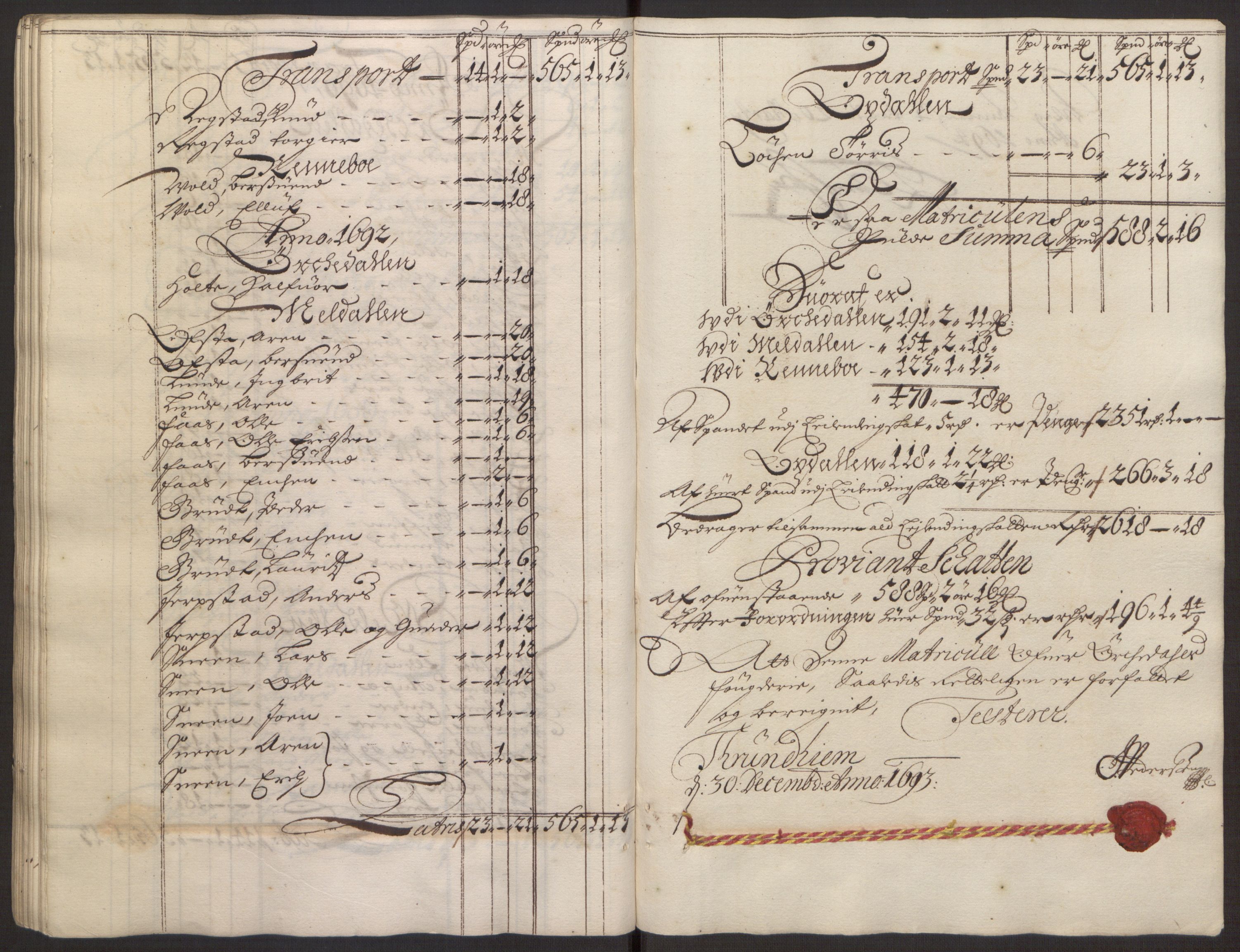 Rentekammeret inntil 1814, Reviderte regnskaper, Fogderegnskap, AV/RA-EA-4092/R58/L3938: Fogderegnskap Orkdal, 1693, s. 82