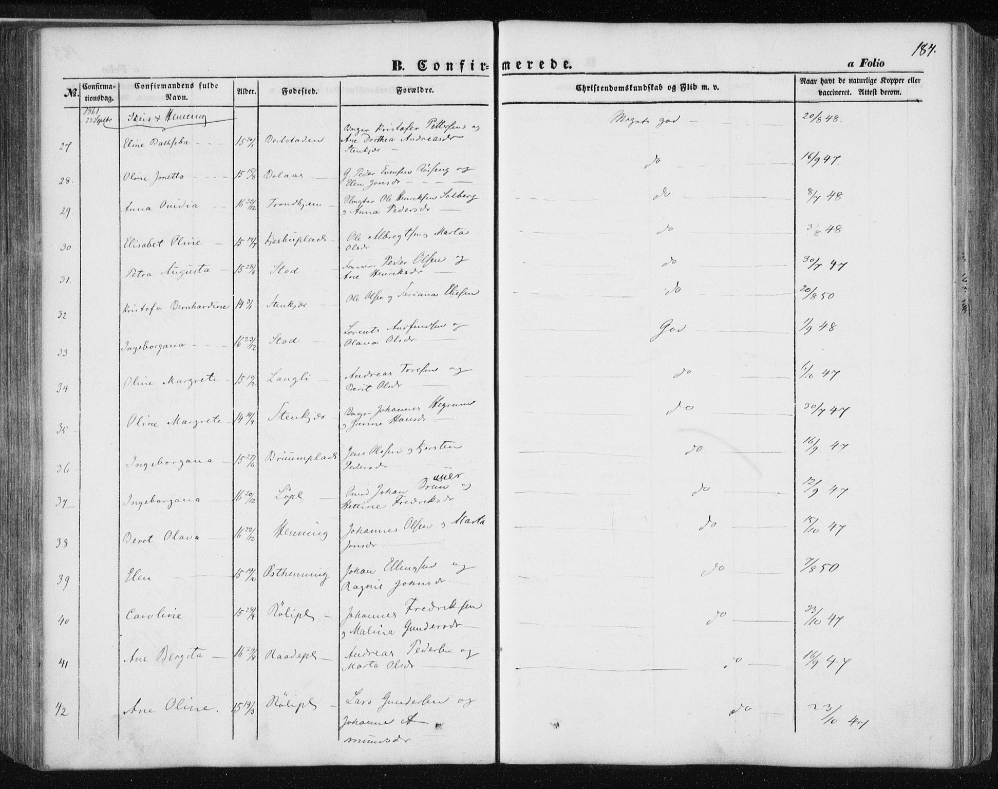 Ministerialprotokoller, klokkerbøker og fødselsregistre - Nord-Trøndelag, SAT/A-1458/735/L0342: Ministerialbok nr. 735A07 /1, 1849-1862, s. 184