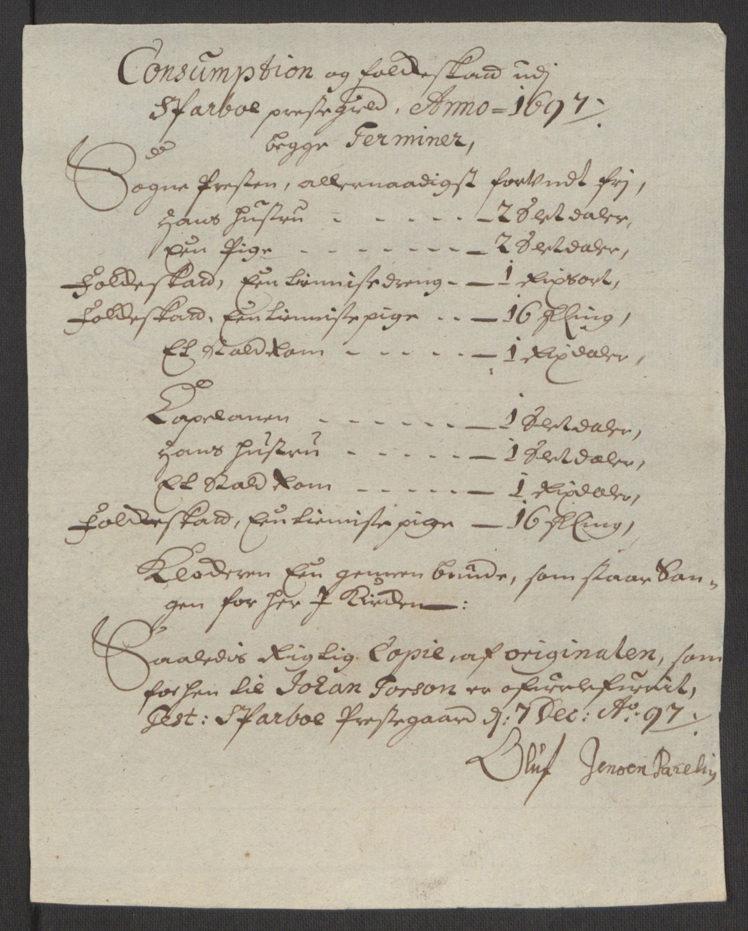 Rentekammeret inntil 1814, Reviderte regnskaper, Fogderegnskap, RA/EA-4092/R63/L4309: Fogderegnskap Inderøy, 1695-1697, s. 450