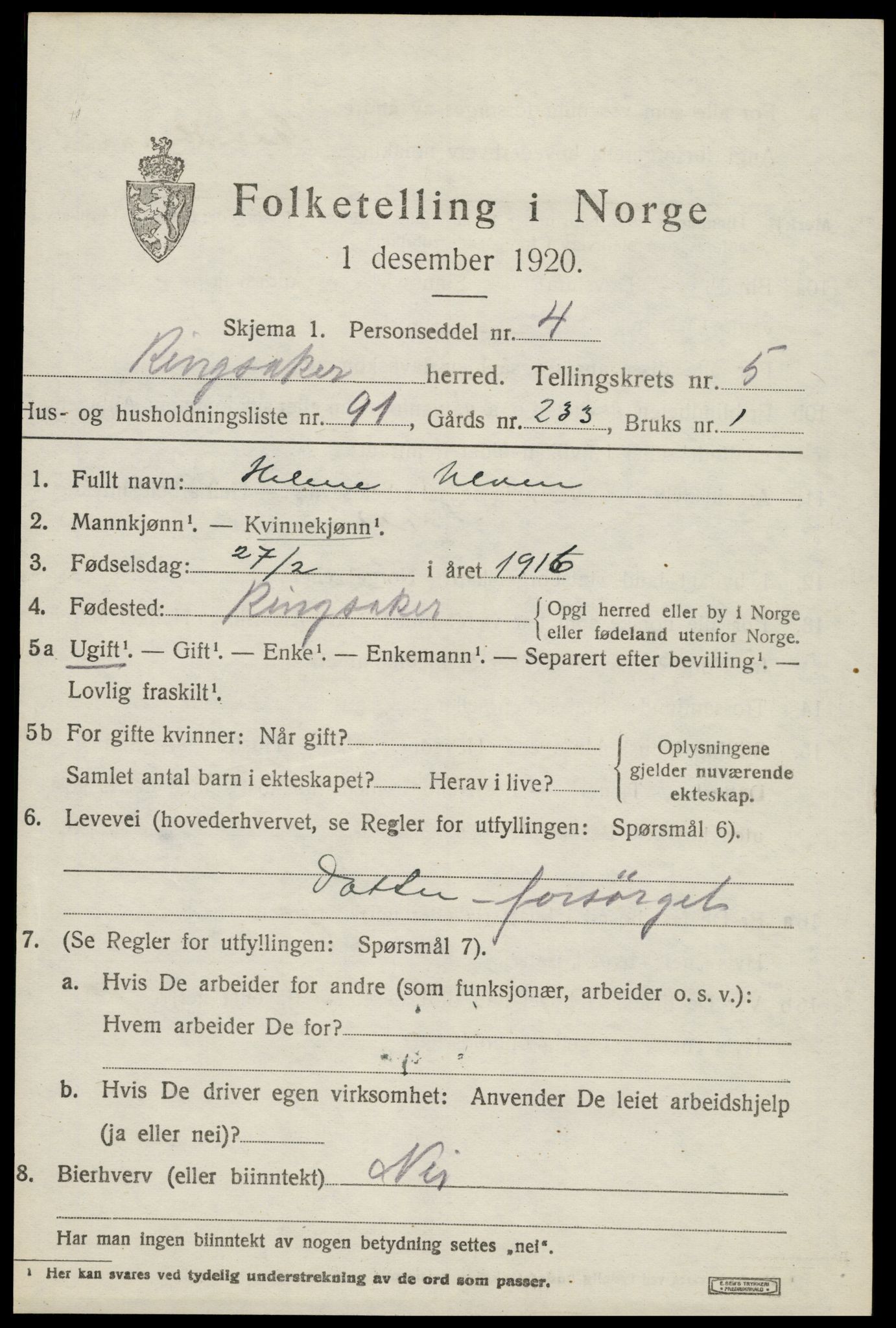 SAH, Folketelling 1920 for 0412 Ringsaker herred, 1920, s. 10822