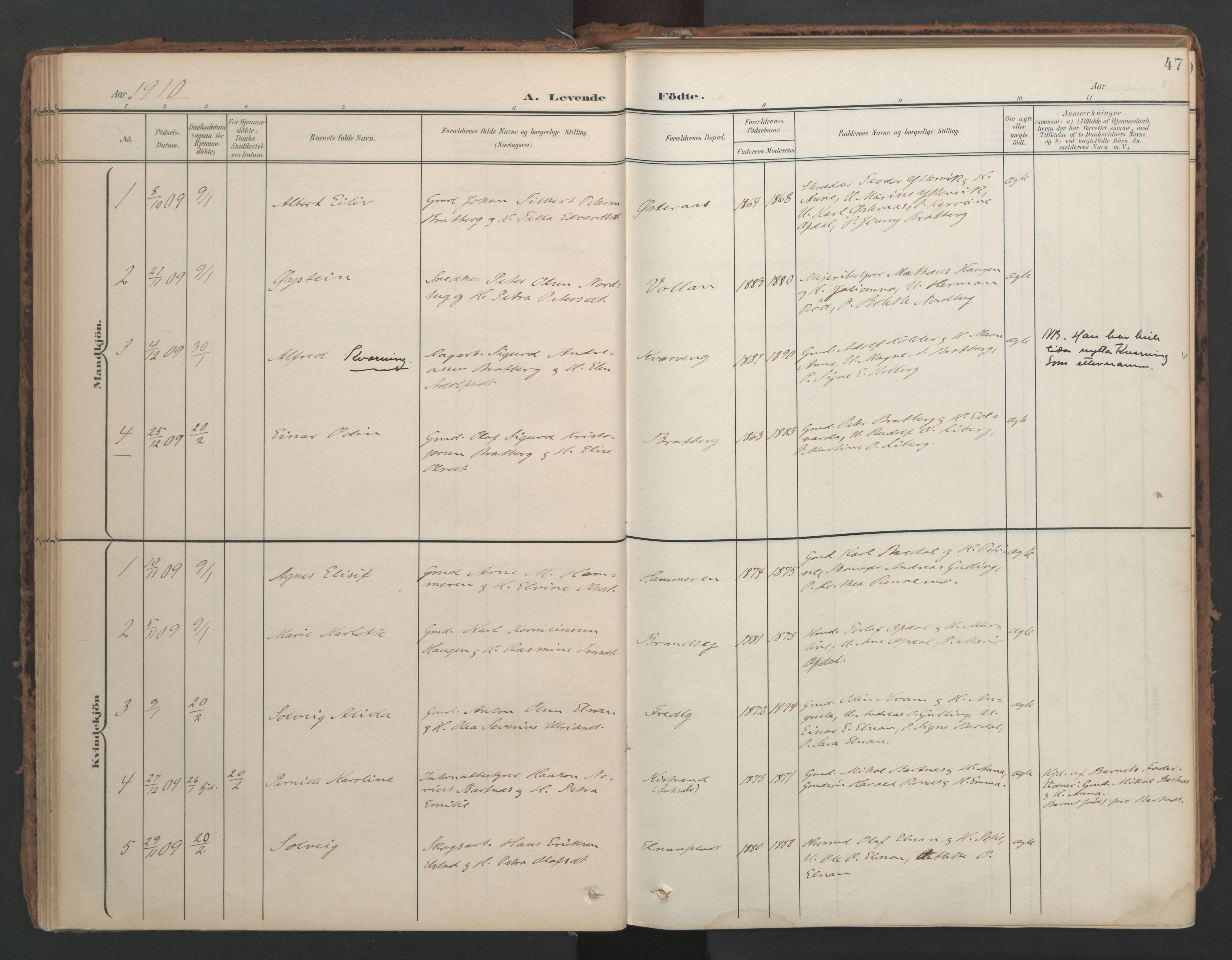 Ministerialprotokoller, klokkerbøker og fødselsregistre - Nord-Trøndelag, AV/SAT-A-1458/741/L0397: Ministerialbok nr. 741A11, 1901-1911, s. 47