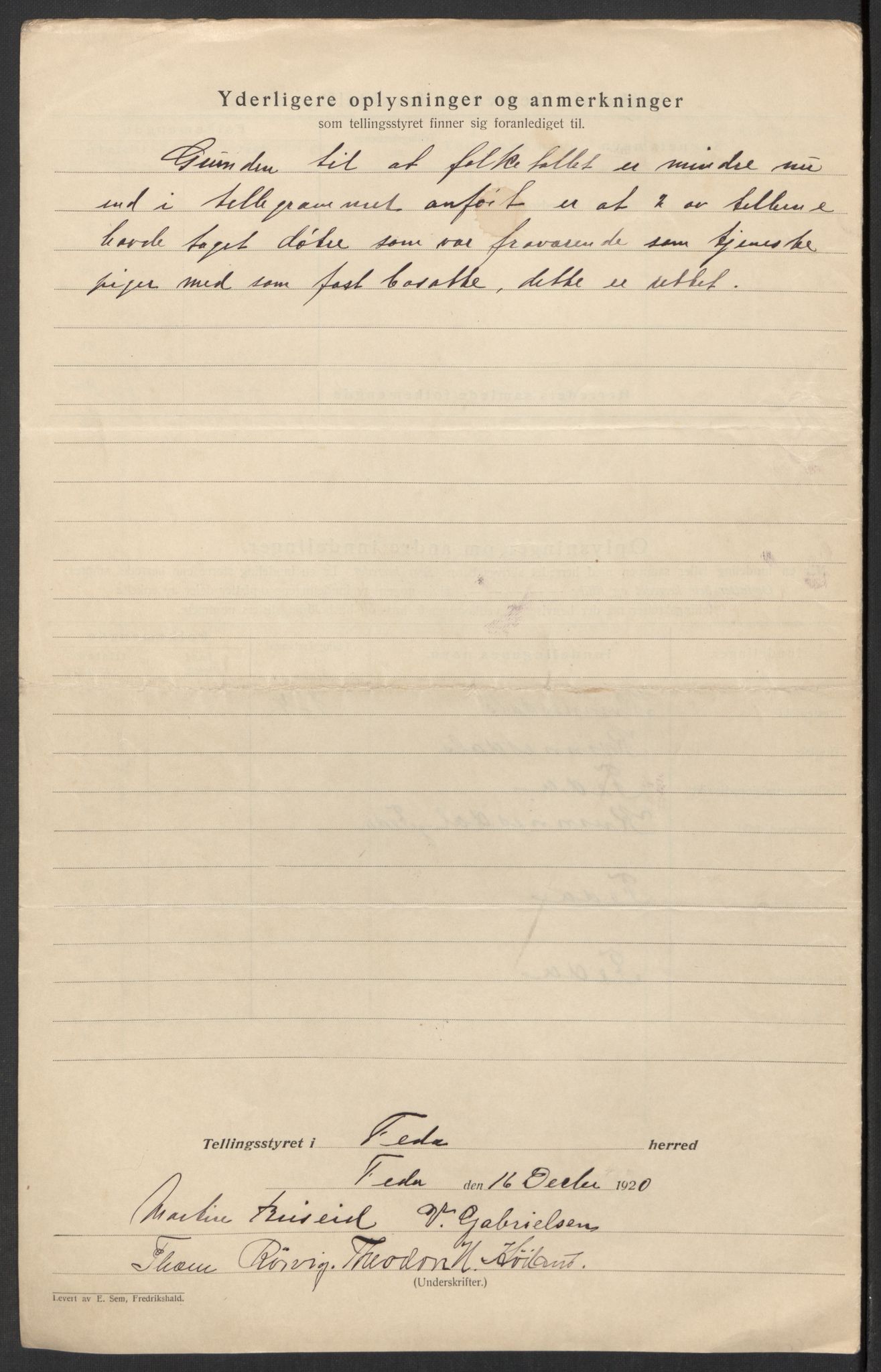 SAK, Folketelling 1920 for 1038 Feda herred, 1920, s. 8