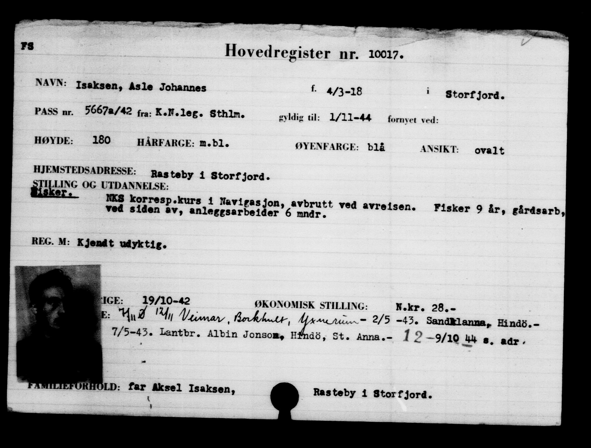 Utenriksstasjonene, Legasjonen i Stockholm, Flyktningkontoret, AV/RA-S-6753/V/Va/L0006: Kjesäterkartoteket, flyktninger med registreringsnr. 9400-12711, 1940-1945, s. 704