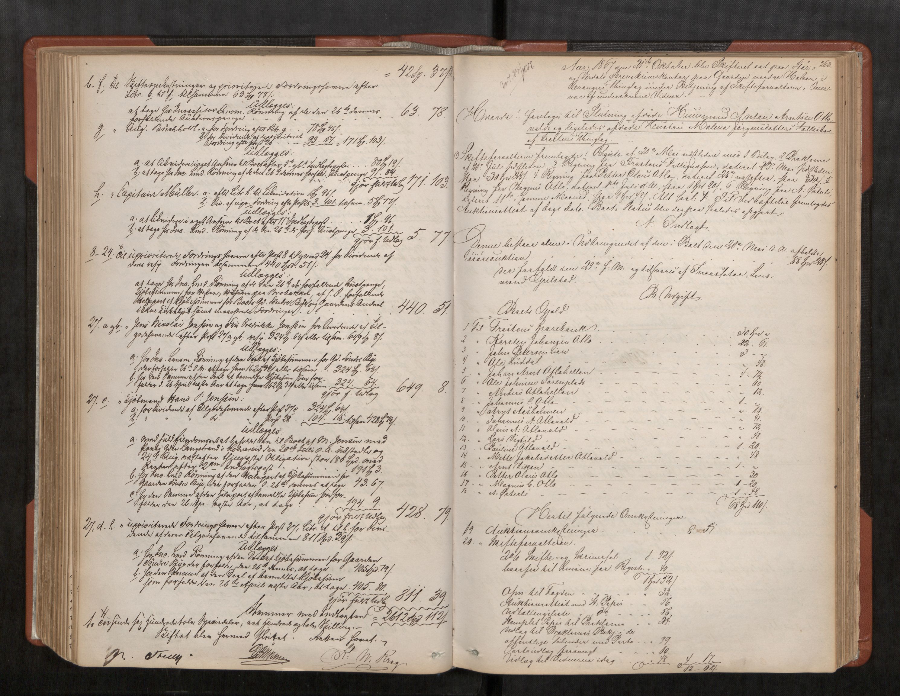 Stjør- og Verdal sorenskriveri, AV/SAT-A-4167/1/3/3A/L0042: Skifteslutningsprotokoll, 1863-1871, s. 263