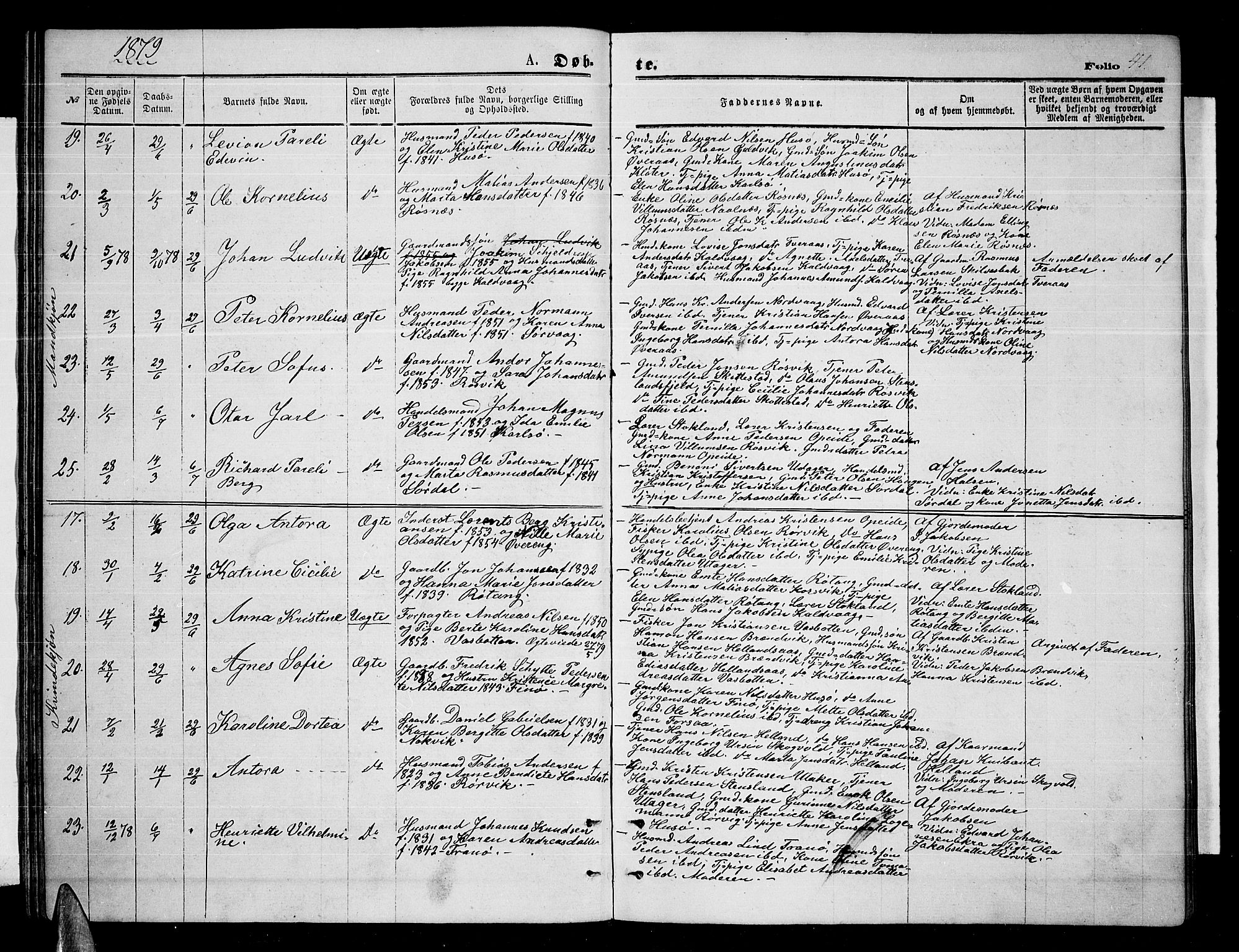 Ministerialprotokoller, klokkerbøker og fødselsregistre - Nordland, AV/SAT-A-1459/859/L0858: Klokkerbok nr. 859C04, 1873-1886, s. 41