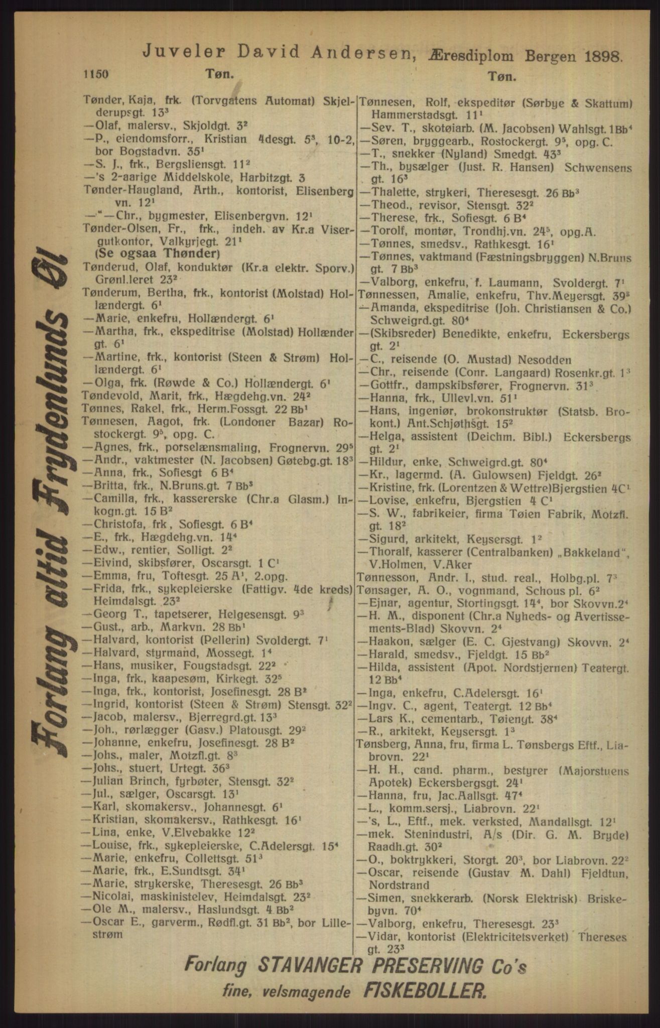 Kristiania/Oslo adressebok, PUBL/-, 1915, s. 1150
