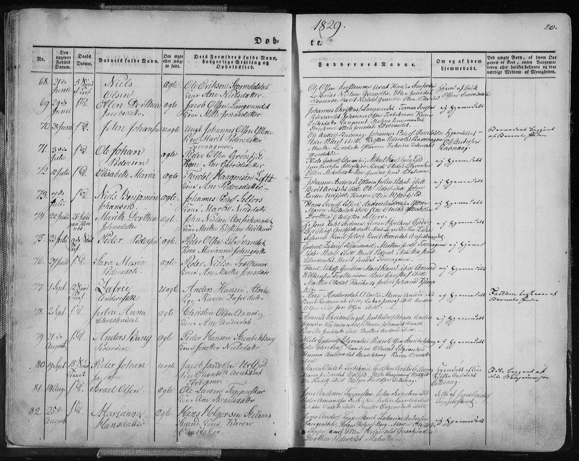 Ministerialprotokoller, klokkerbøker og fødselsregistre - Nordland, AV/SAT-A-1459/827/L0390: Ministerialbok nr. 827A02, 1826-1841, s. 20