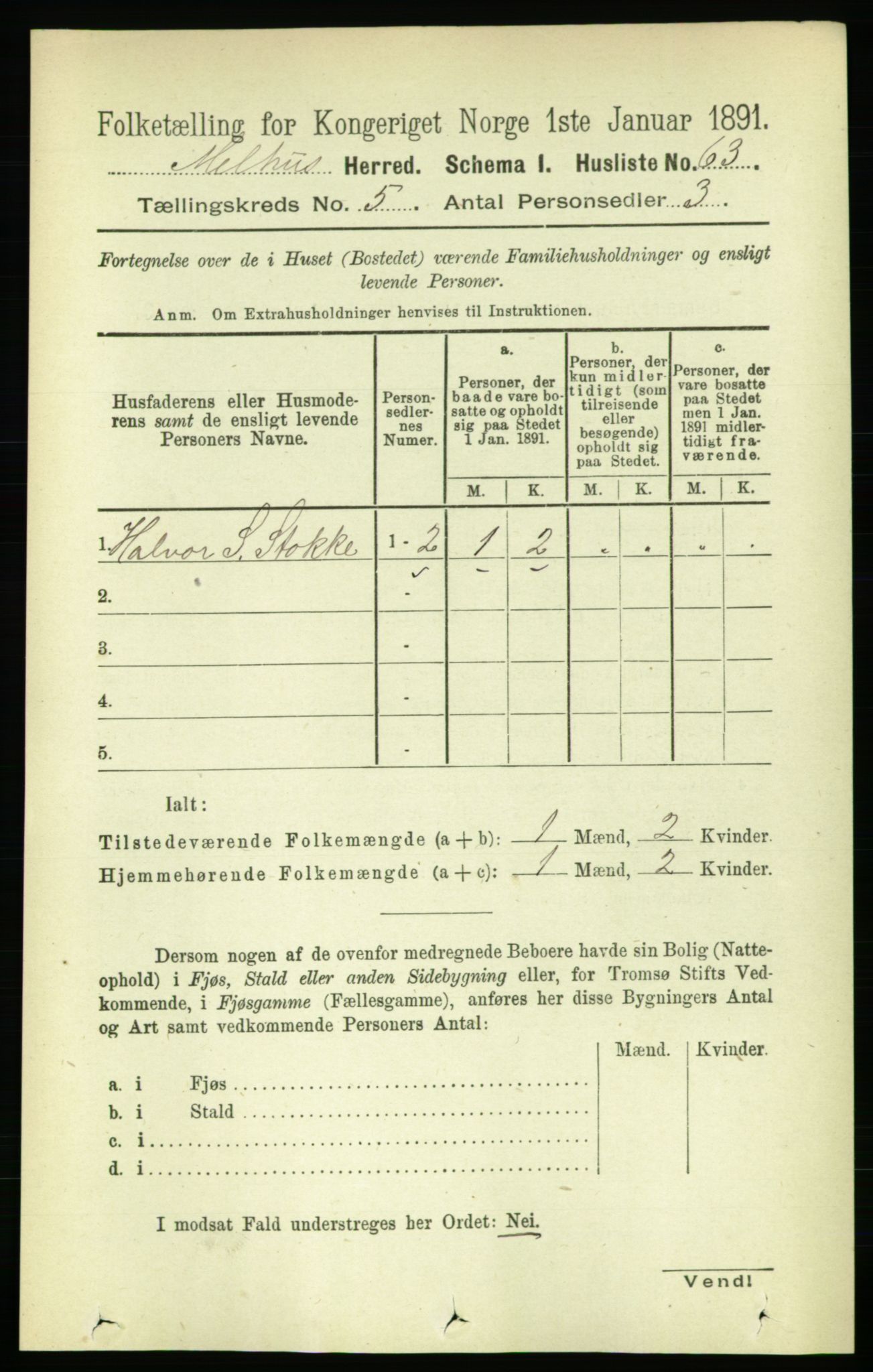 RA, Folketelling 1891 for 1653 Melhus herred, 1891, s. 2417