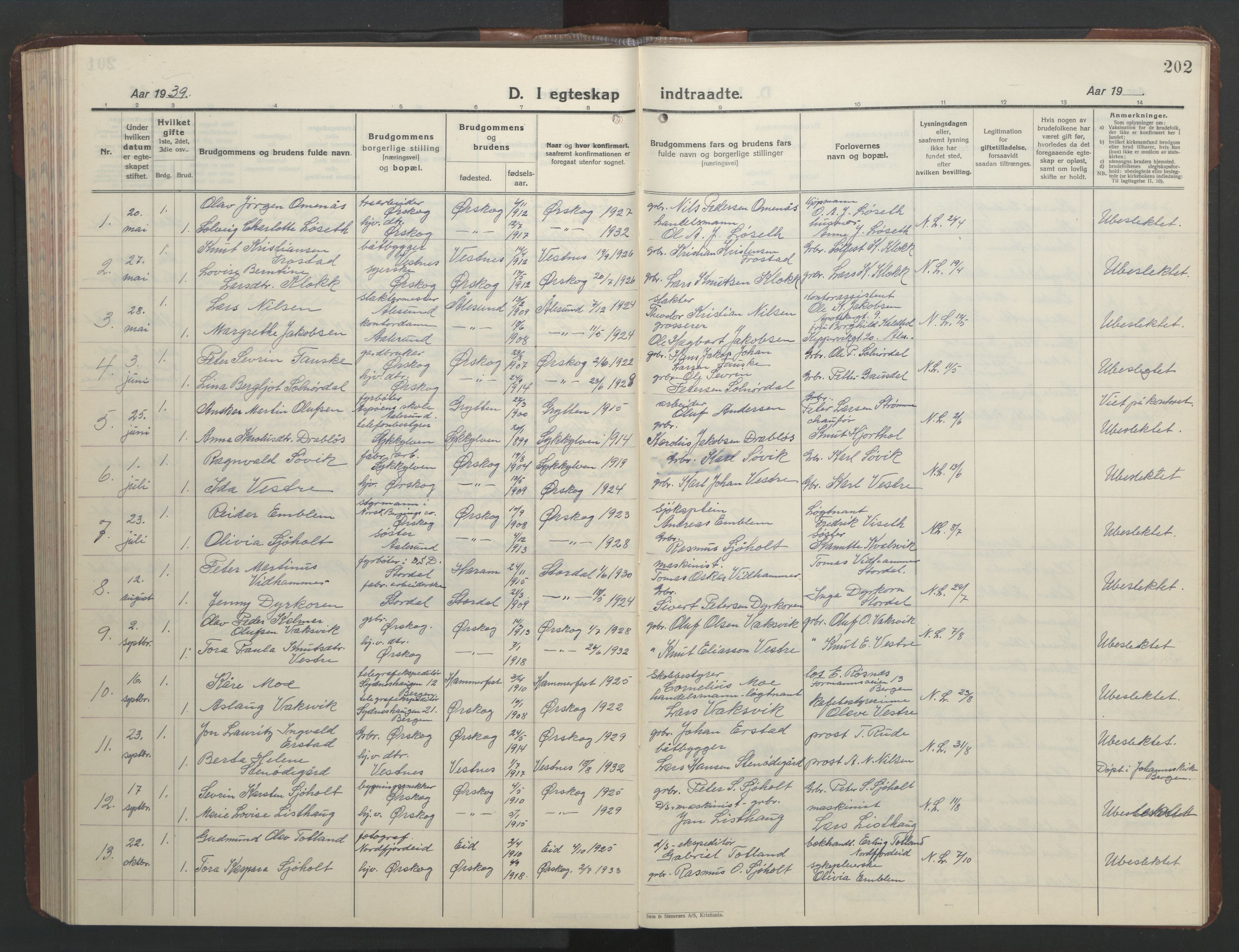 Ministerialprotokoller, klokkerbøker og fødselsregistre - Møre og Romsdal, SAT/A-1454/522/L0329: Klokkerbok nr. 522C08, 1926-1951, s. 202