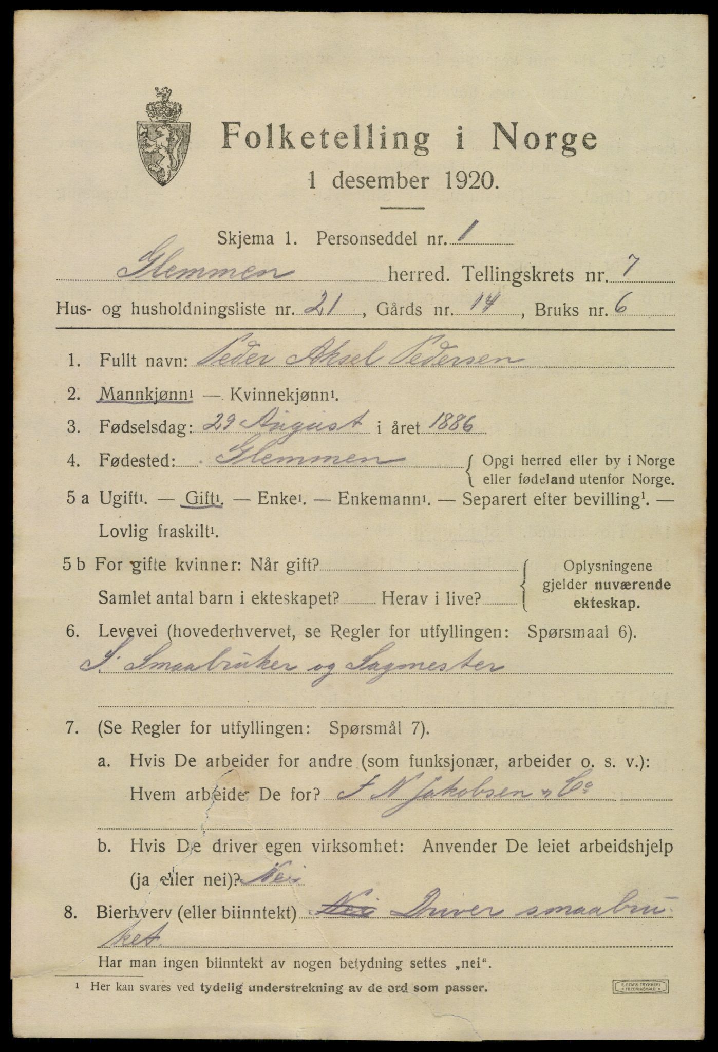 SAO, Folketelling 1920 for 0132 Glemmen herred, 1920, s. 24391